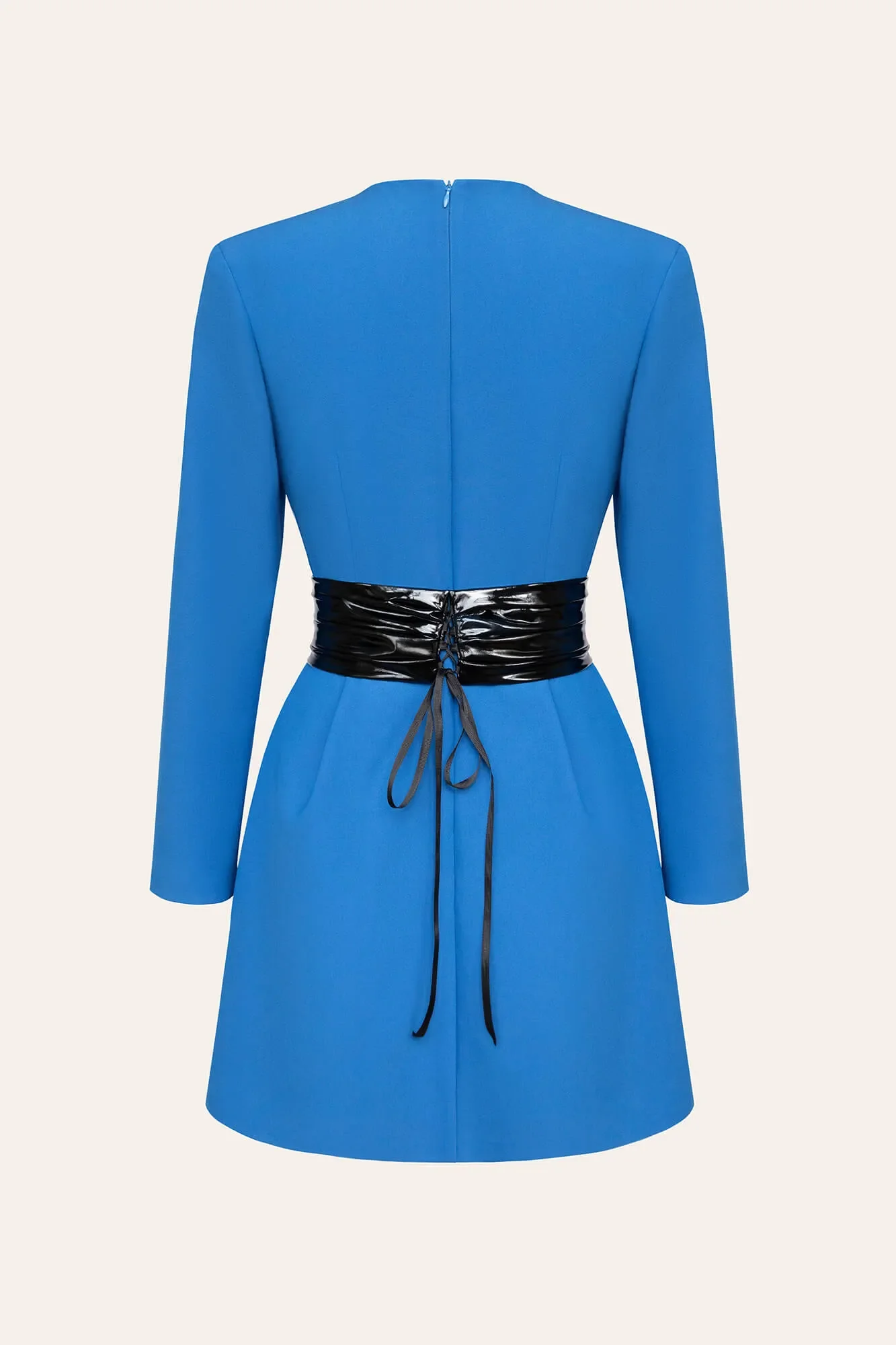 Long Sleeve Mini Dress with removable Rose belt