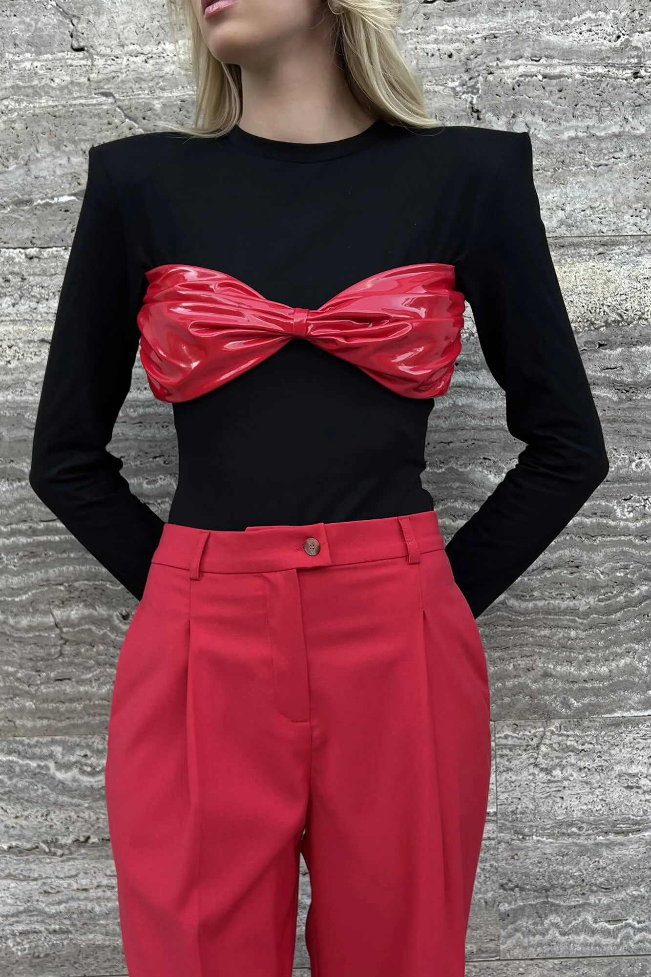Leather Insert Trim Bodysuit
