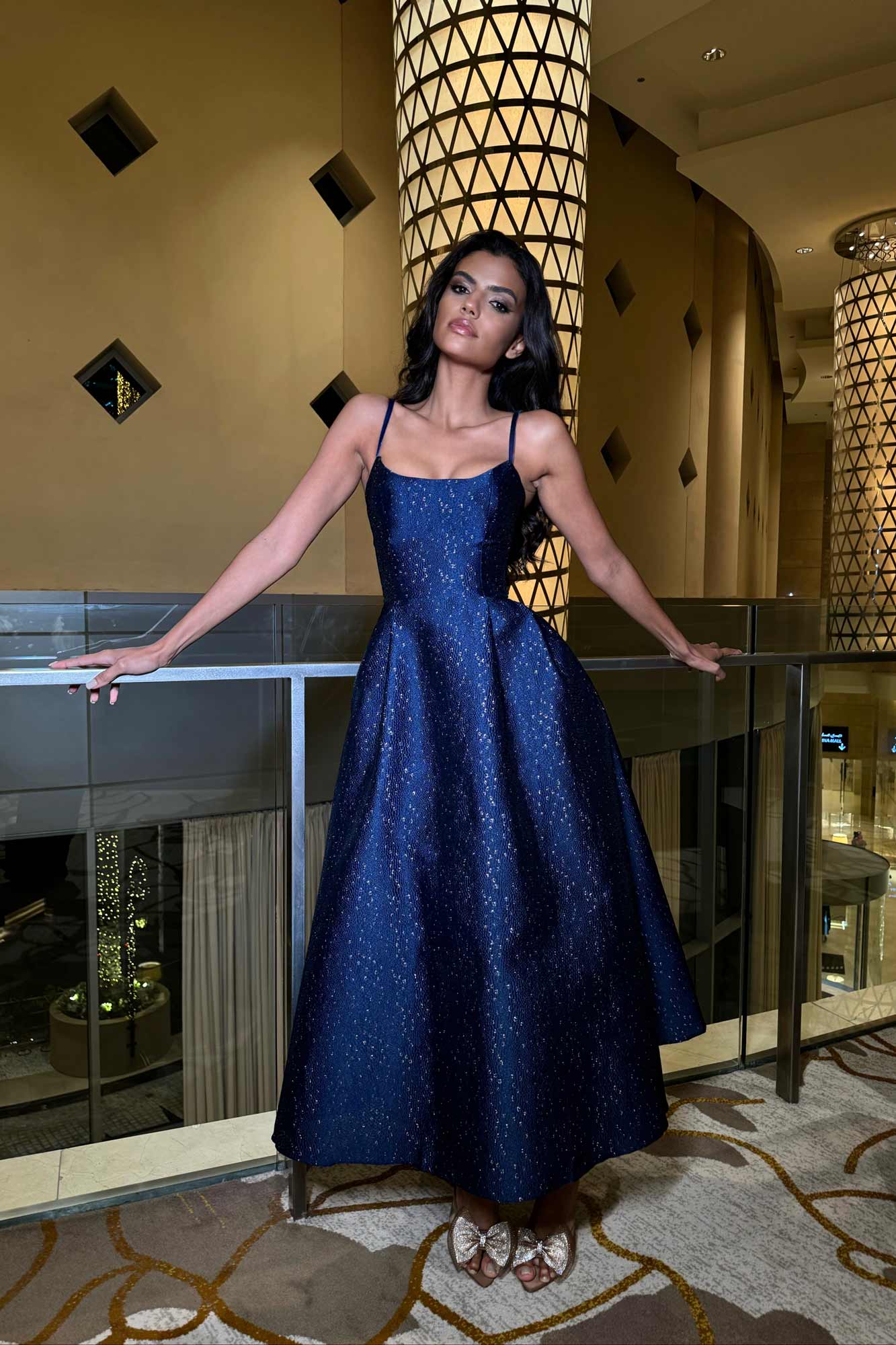 Jacquard Gold Flecks Bustier Dress