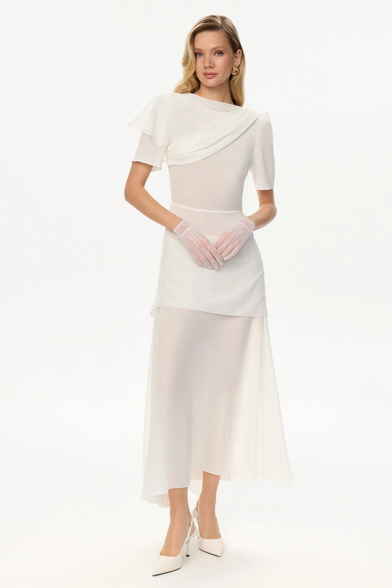 Chiffon Asymmetrical Midi Dress