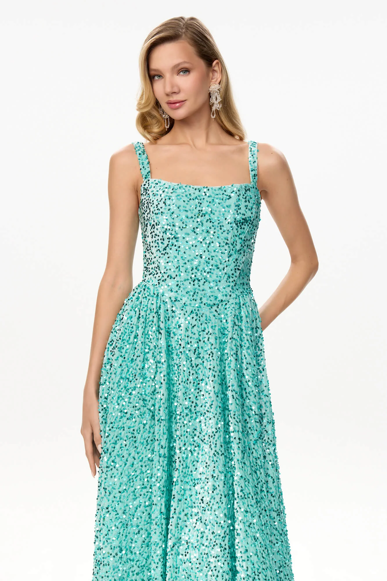 Tuck Corset Top Midi Dress