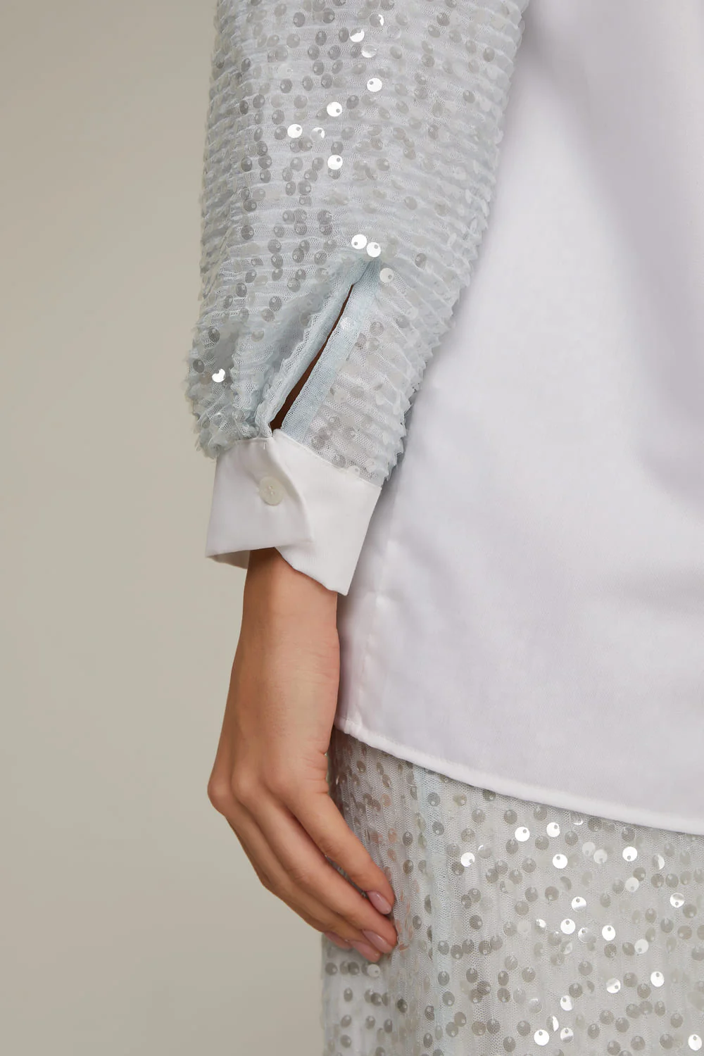Sequin Sleeve Cotton shirt