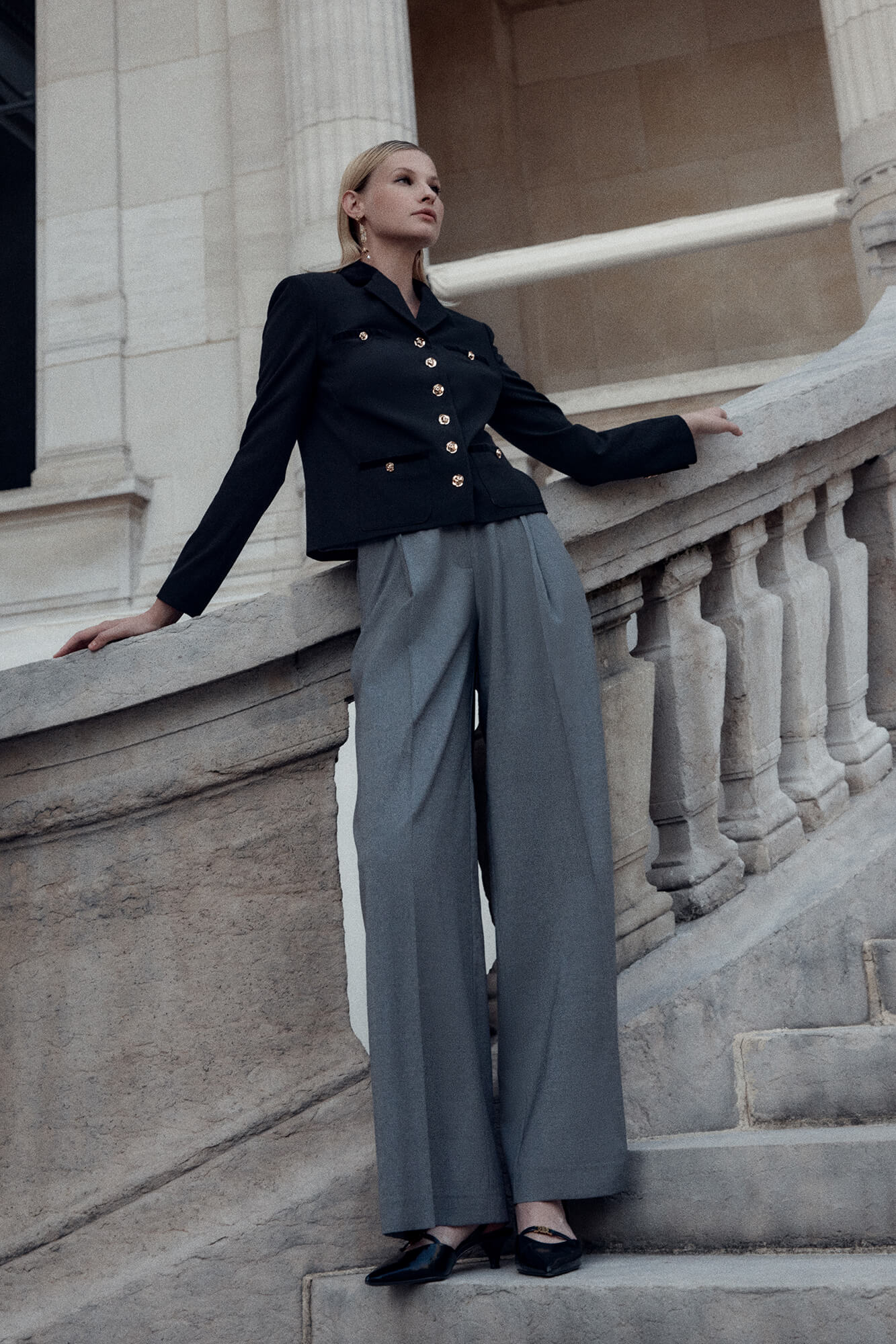 Pleated Wide Leg Trousers
