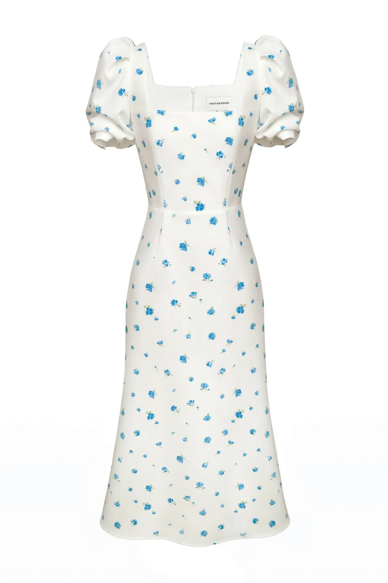 Godet Silhouette Square Neck Midi Dress