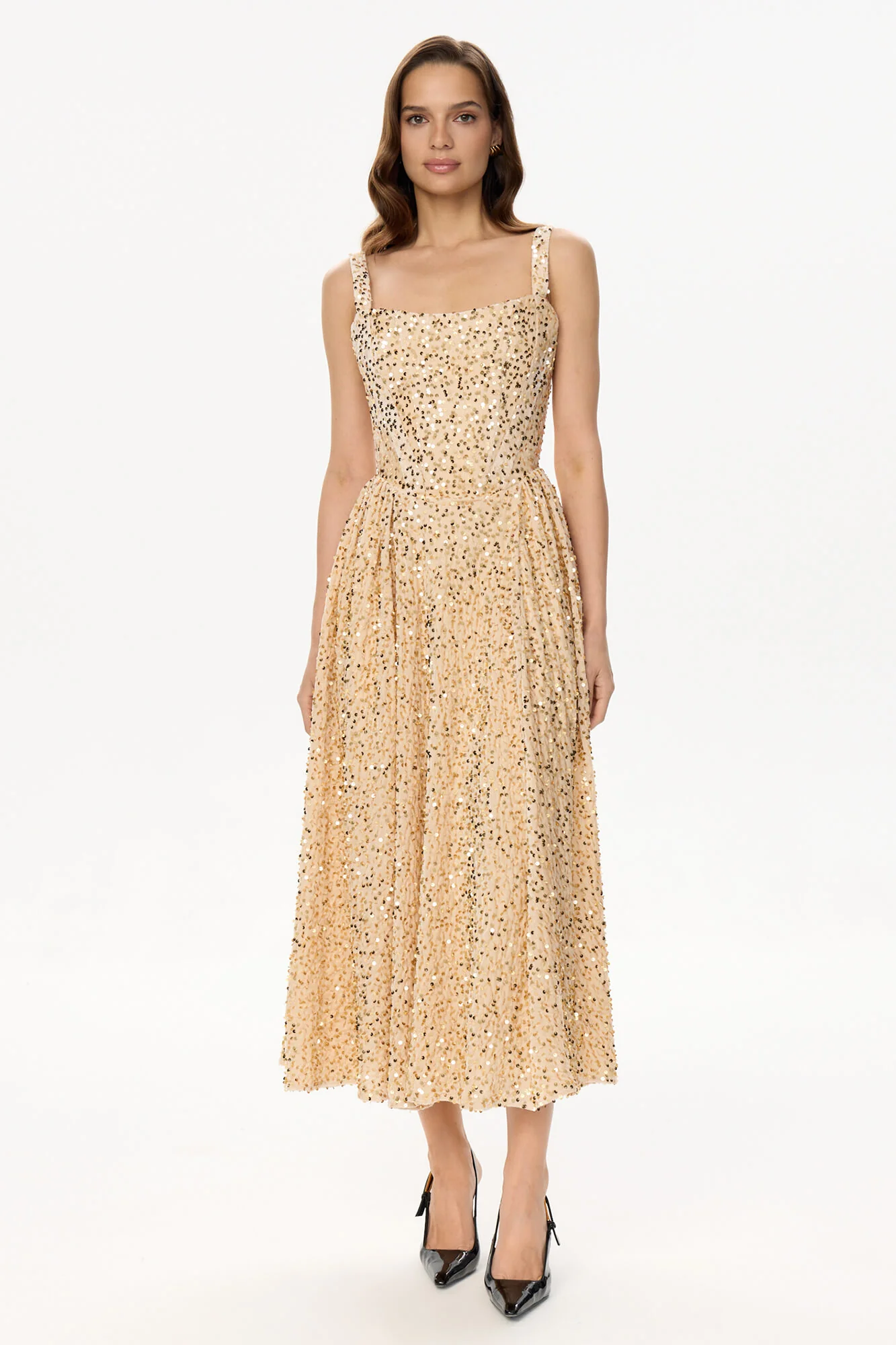 Tuck Corset Top Midi Dress