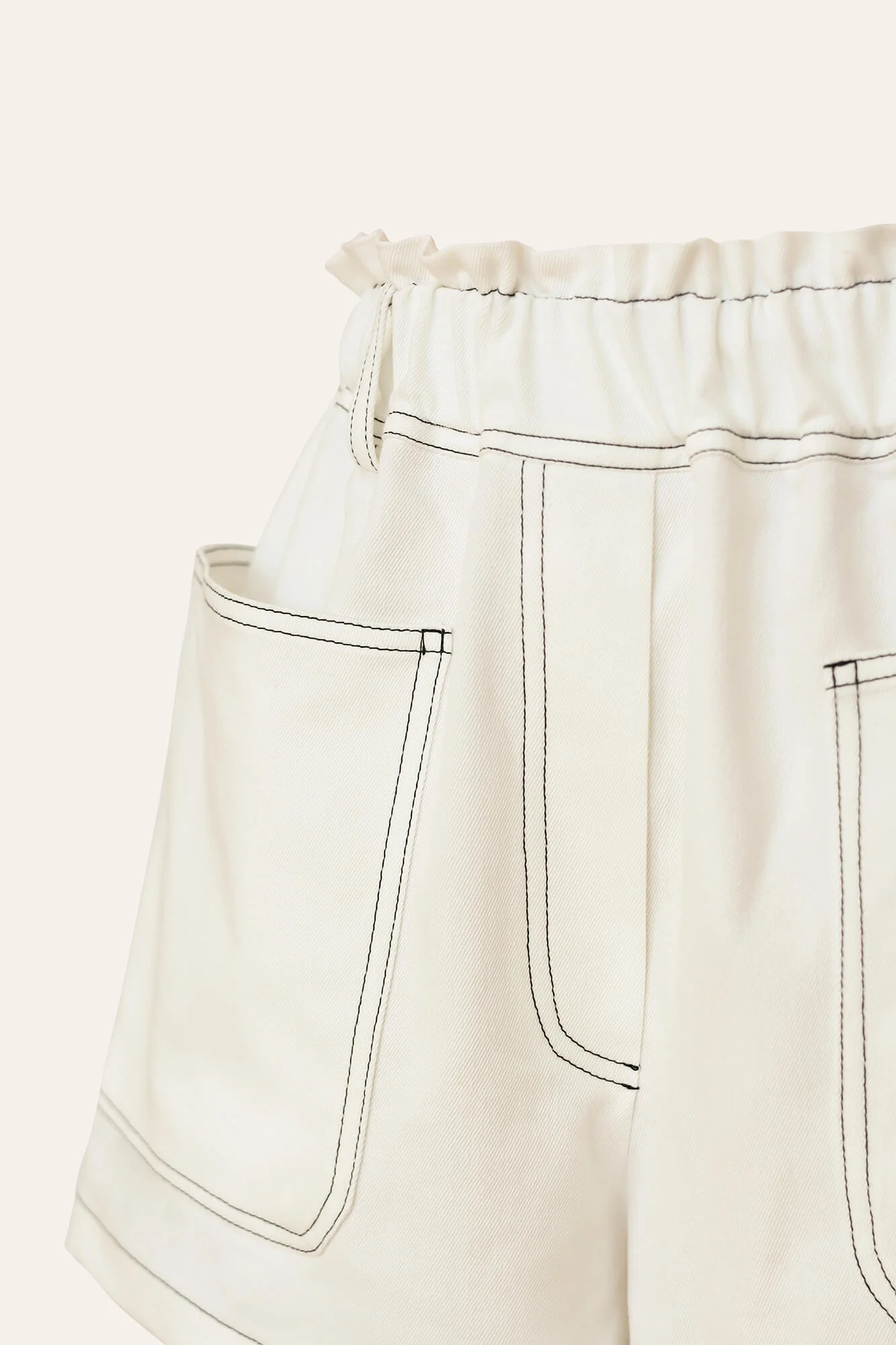 Contrast-Stitch Denim Shorts