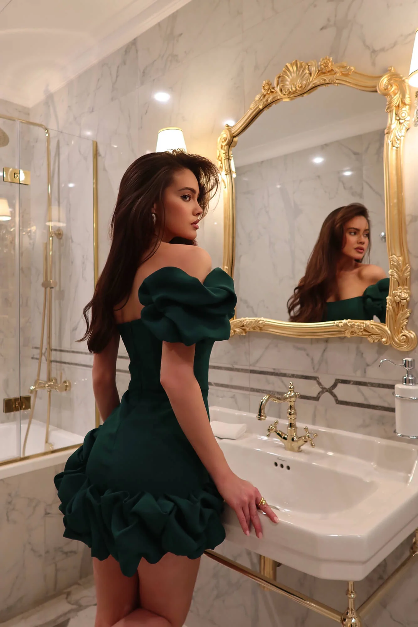 Flounced Bottom One Shoulder Bustier Dress