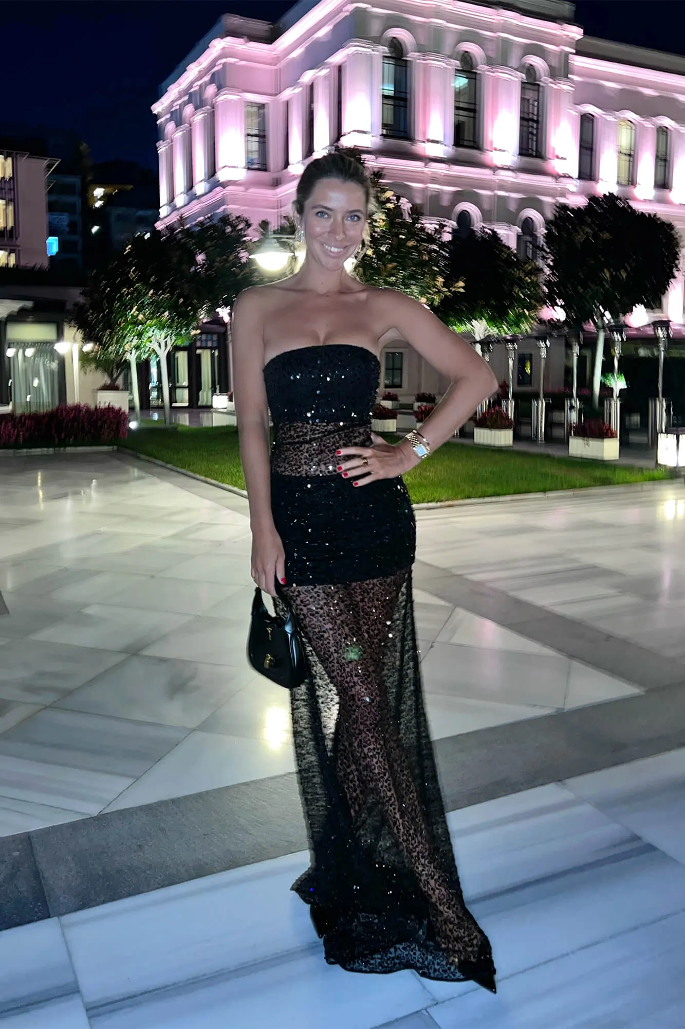 Bugle Beads Bustier Maxi Dress
