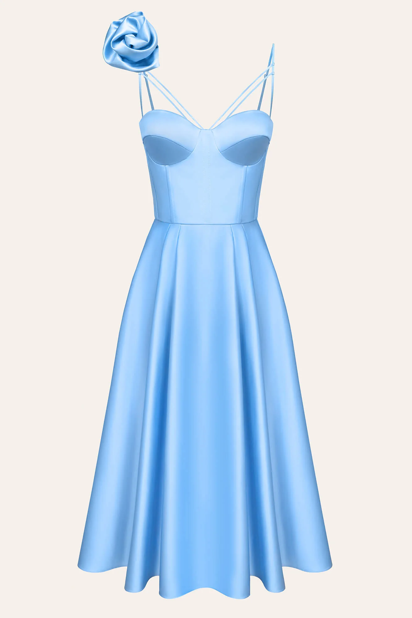 Rose Detail Bell Corset Midi Dress