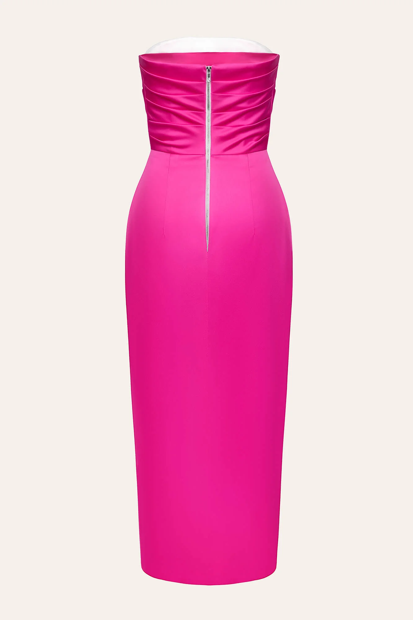 Satin Midi Dress with Contrast Turn-up