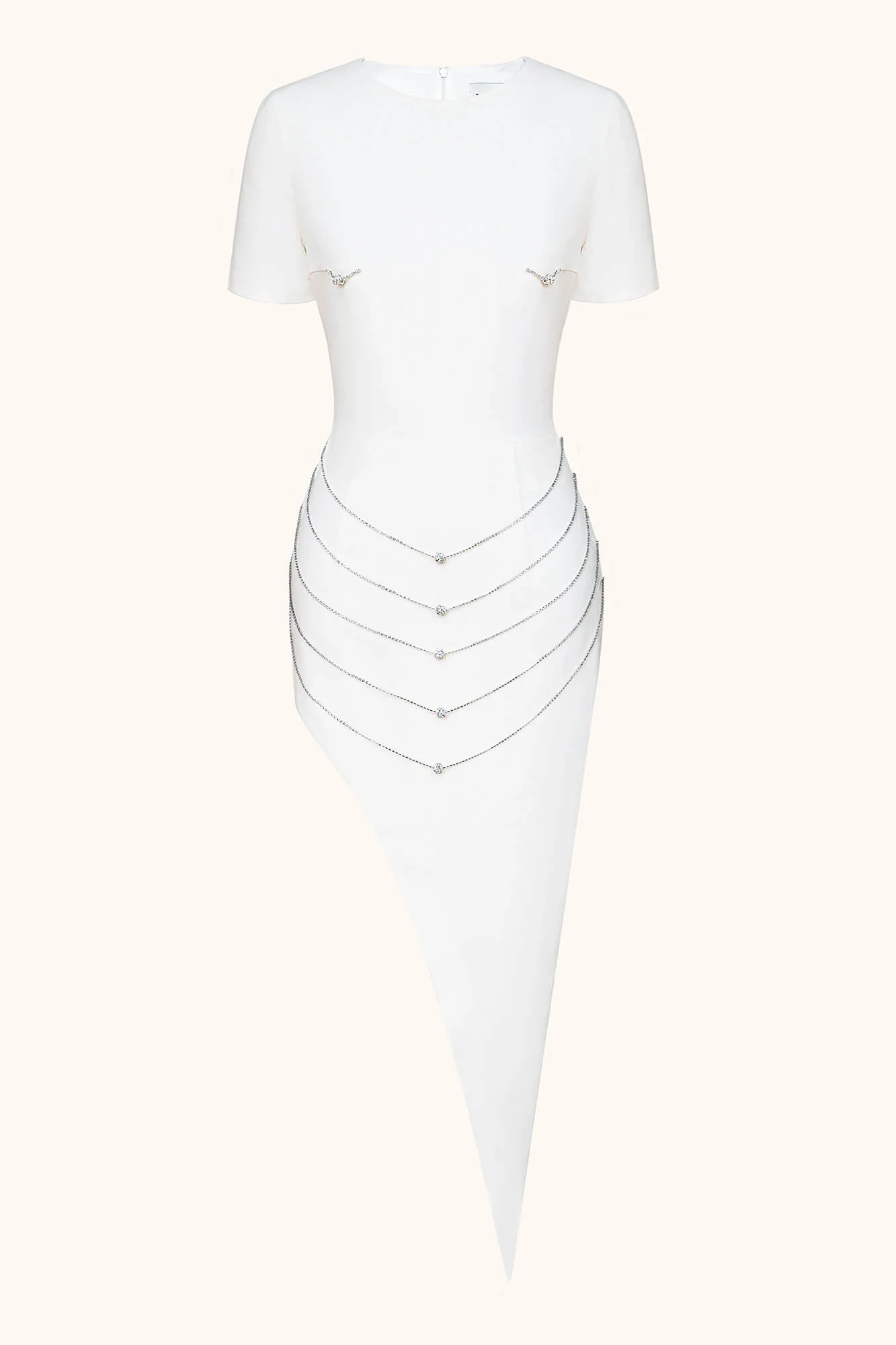 Short Sleeve Side Slit Asymmetric Midi Dress