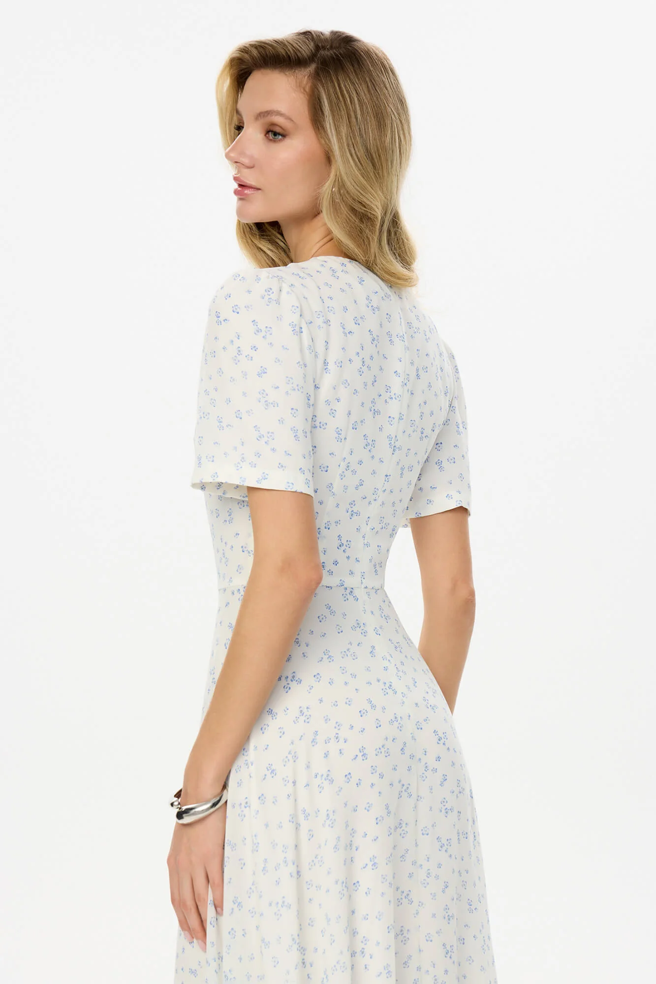 Short Sleeve Floral Midi Dress