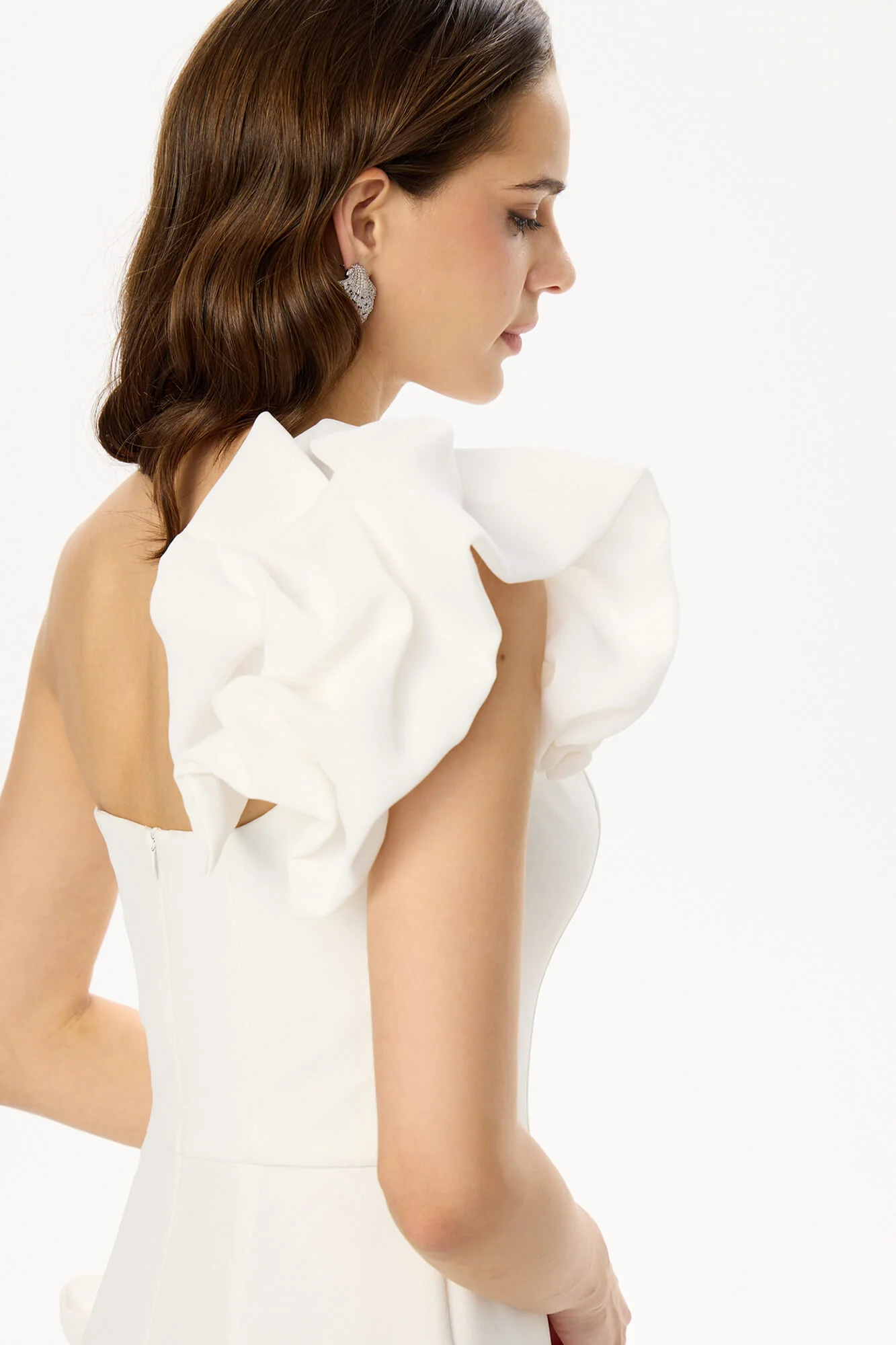 Flounced Bottom One Shoulder Bustier Dress