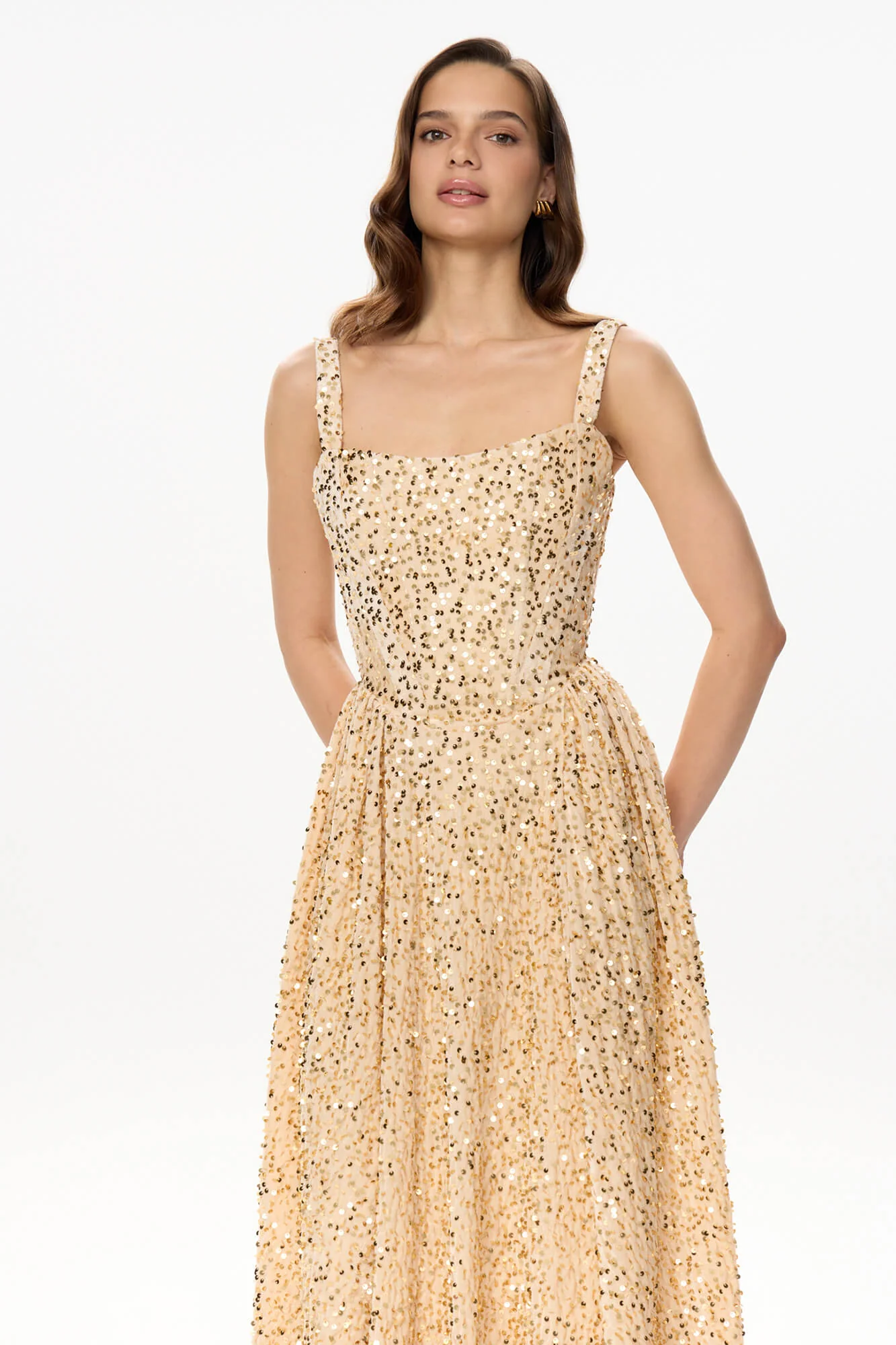 Tuck Corset Top Midi Dress