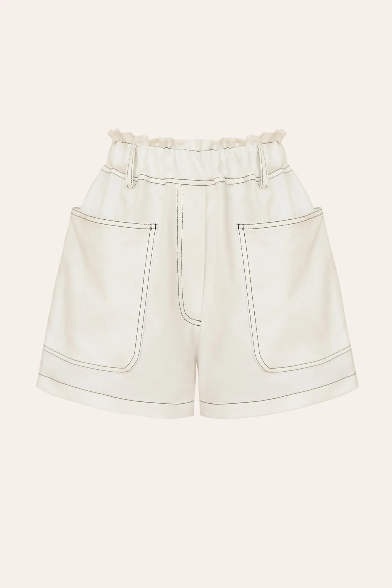 Contrast-Stitch Denim Shorts