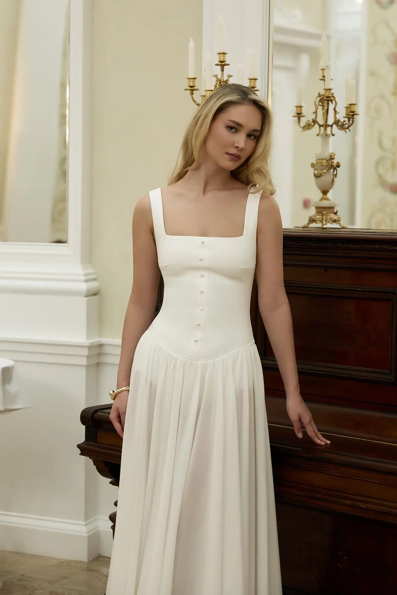 Maxi Dress With Buttons And Asymmetrical Skirt