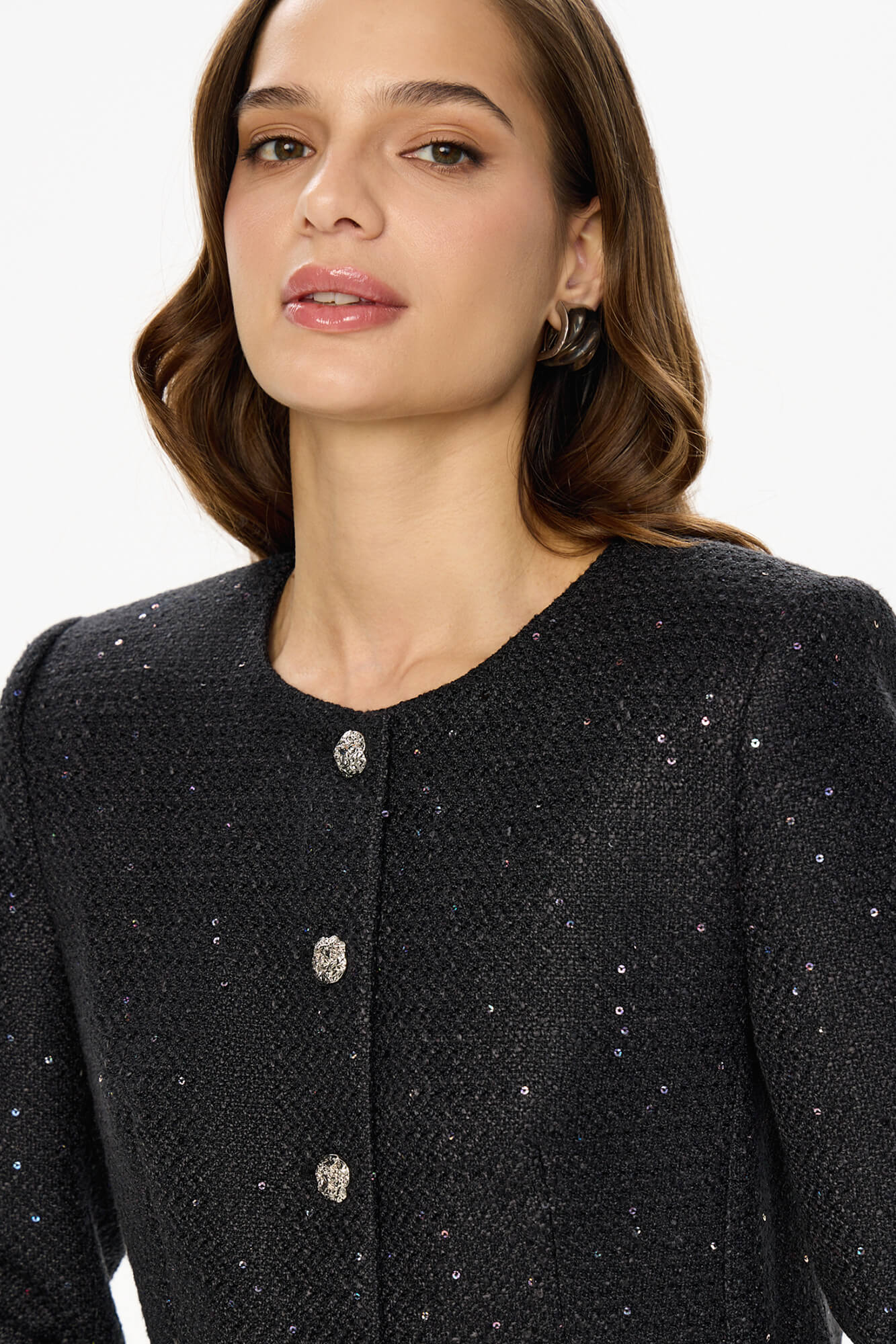 Single-Breasted Collarless Jacket