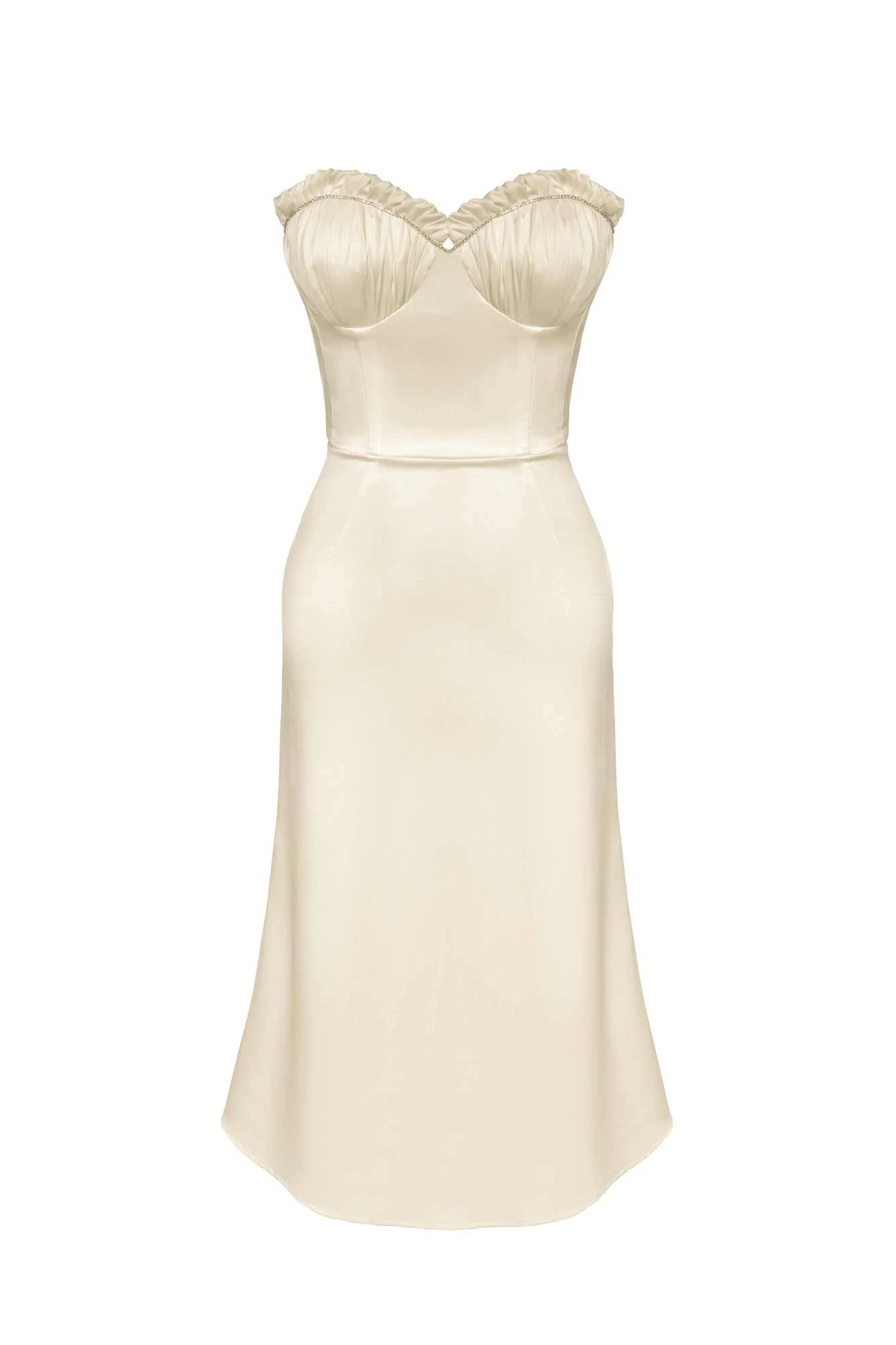 Bustier Draped Sequin Decorated Bodice Midi Dress