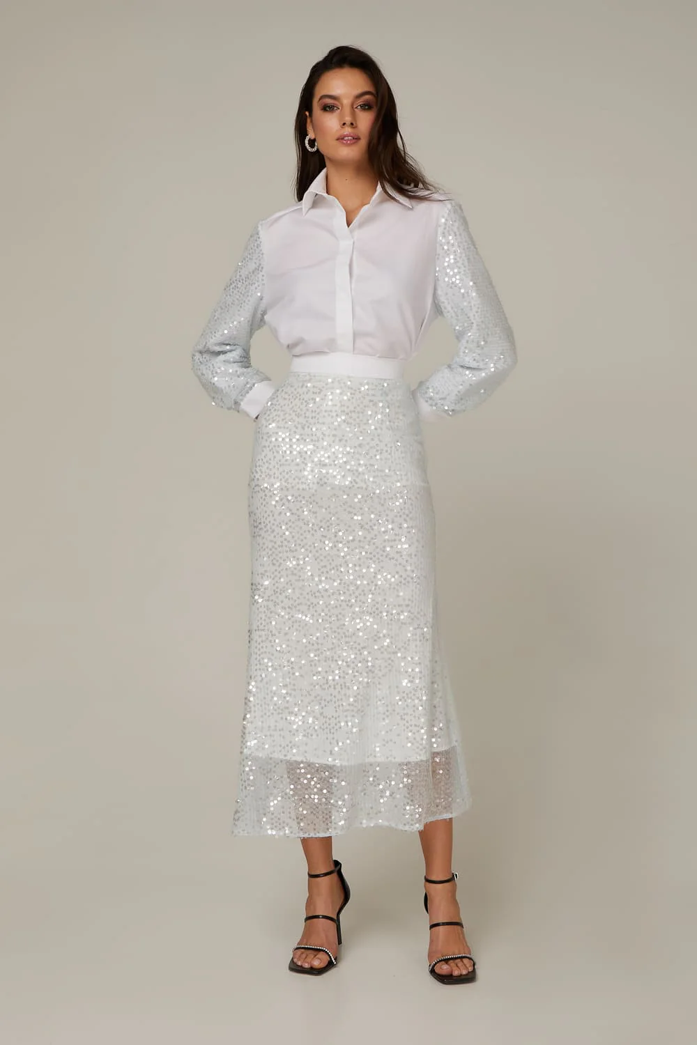 Sequin Sleeve Cotton shirt