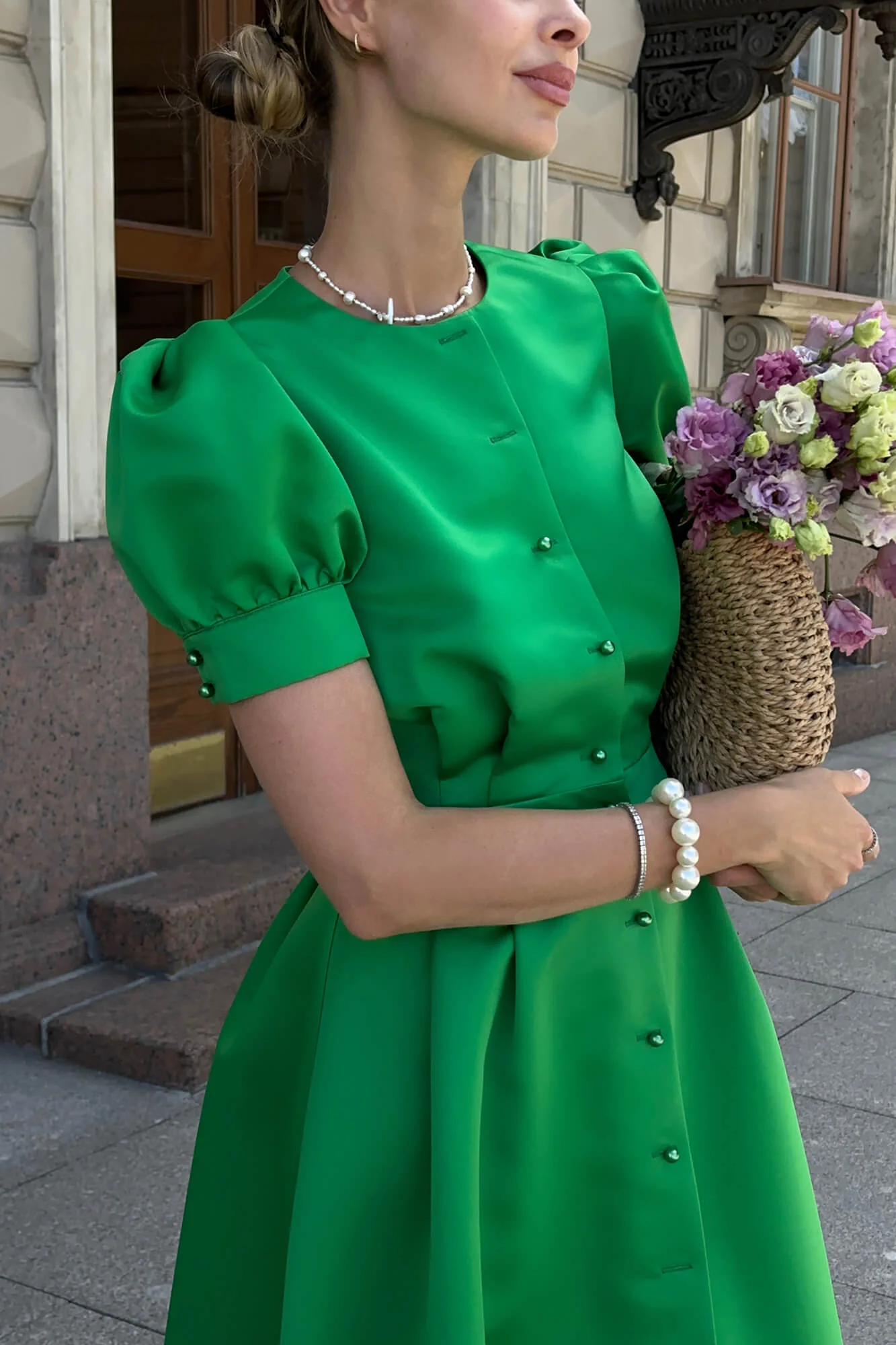 Button Front Midi Dress