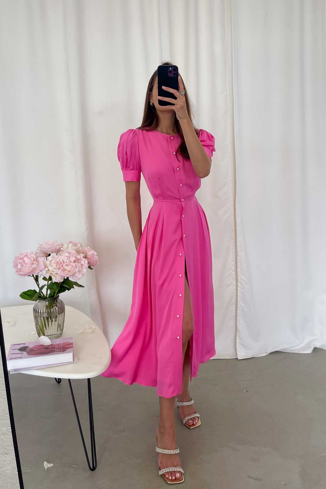 Button Front Midi Dress