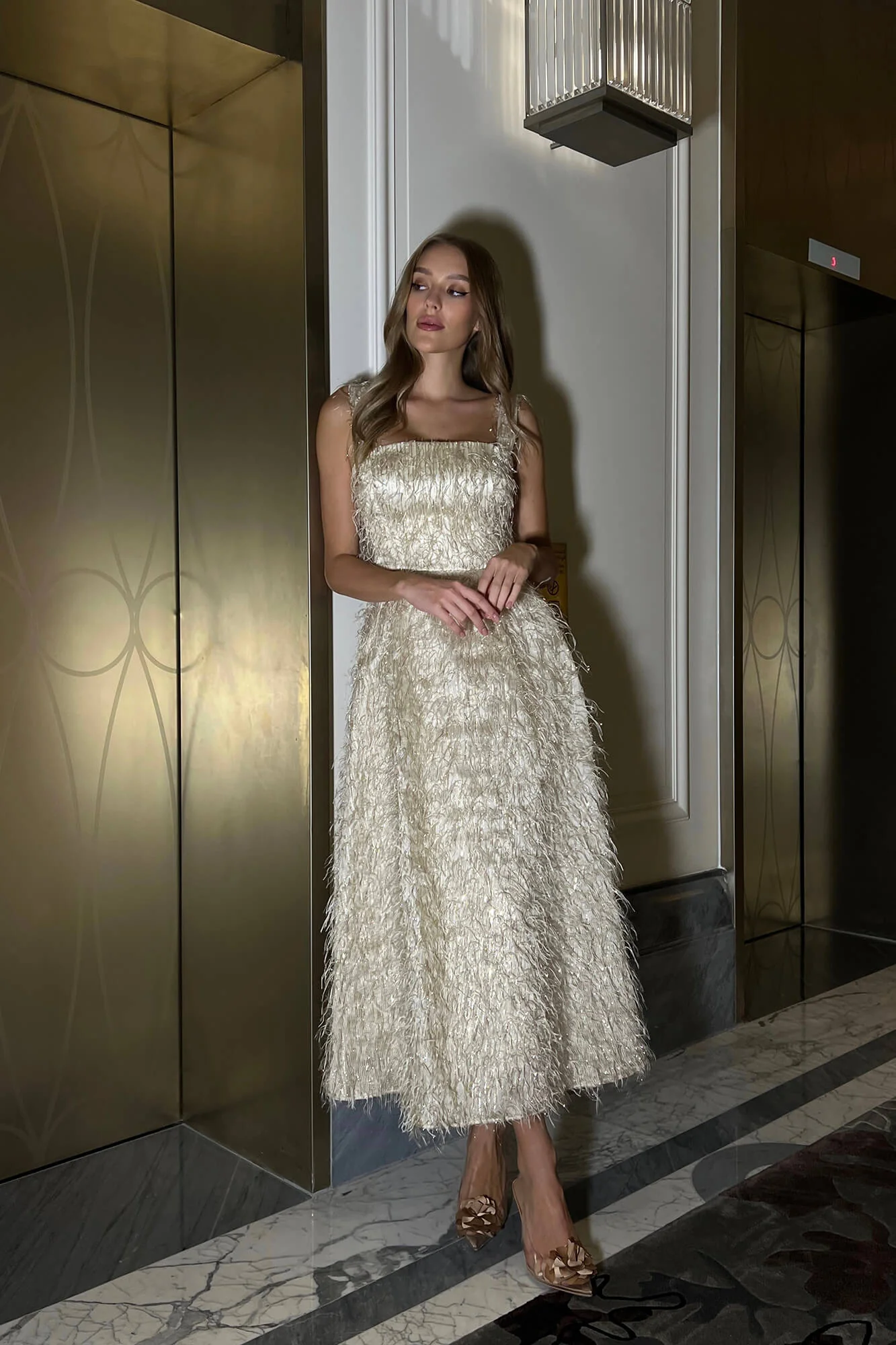 Pleated Corset Midi Dress
