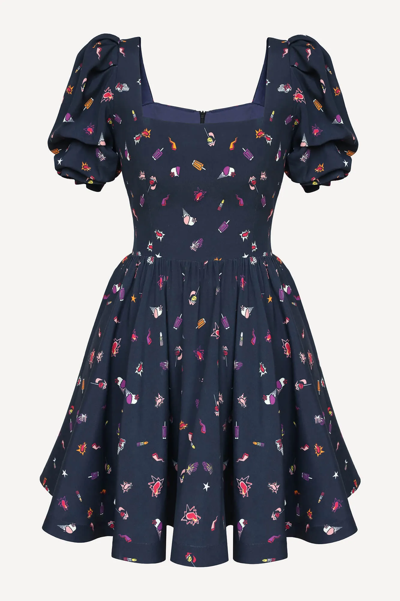 Square Neck Puff Sleeve Mini Dress