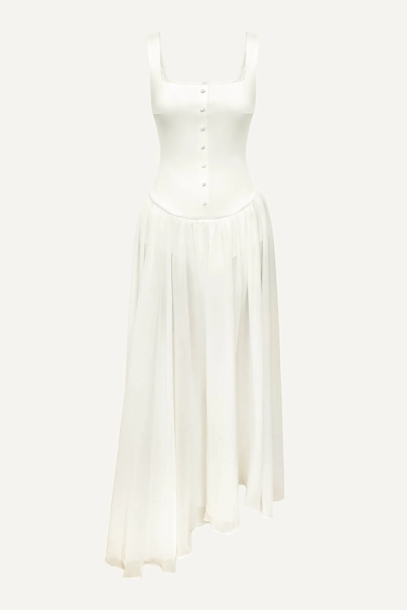 Maxi Dress With Buttons And Asymmetrical Skirt