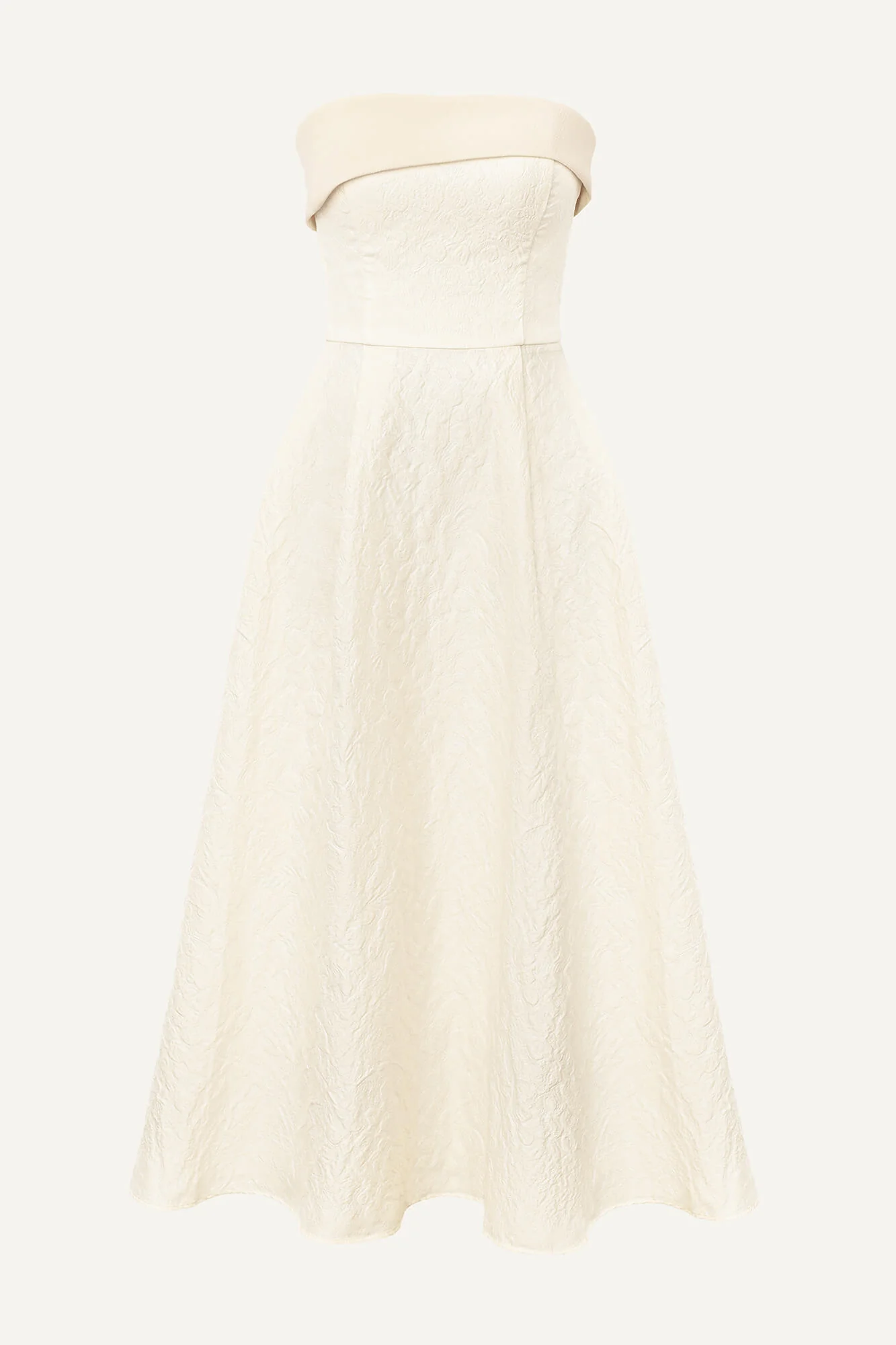 Jacquard Midi Dress with Satin Turn-up