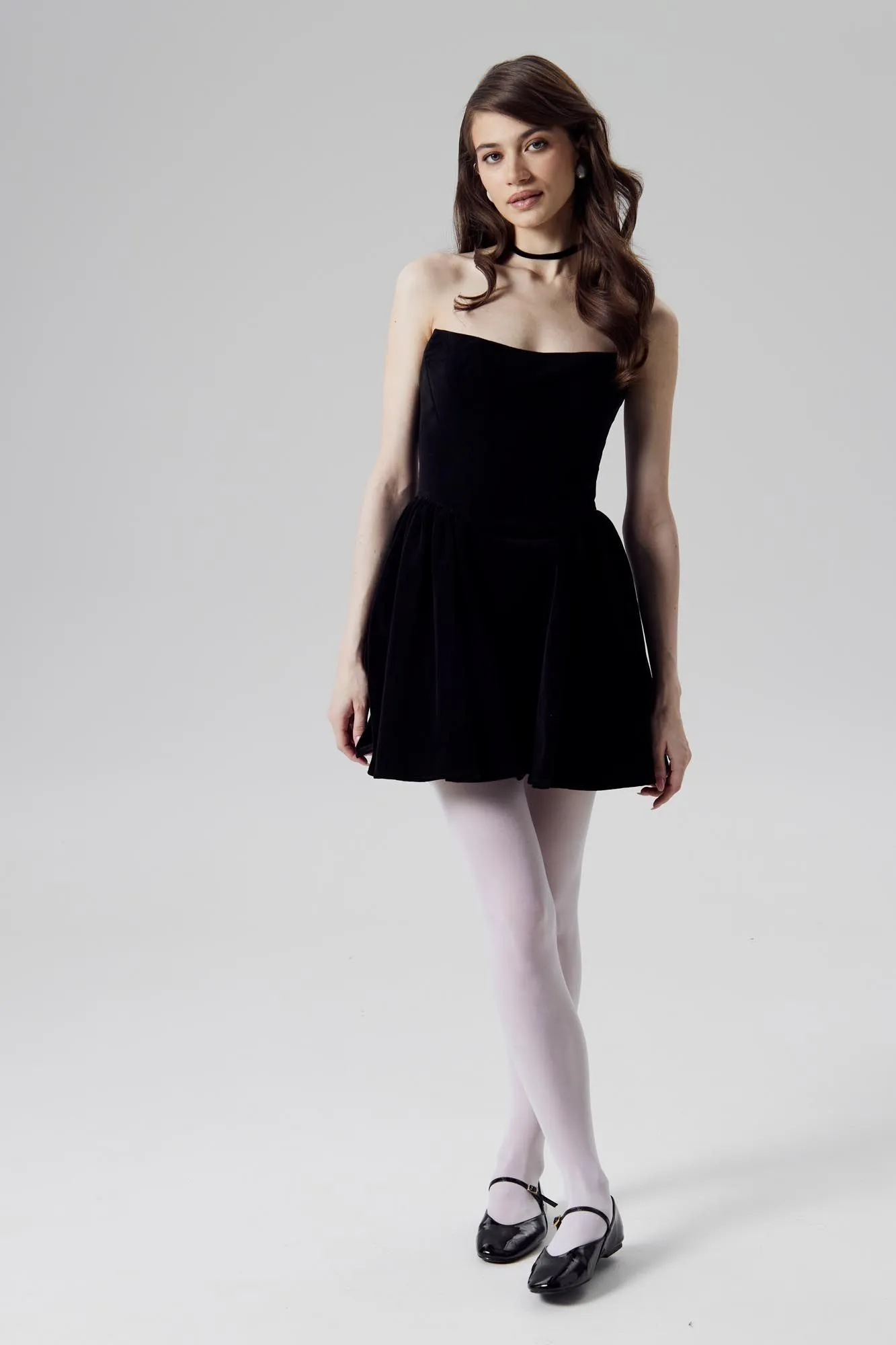 Velvet Mini Dress with Textured Corset