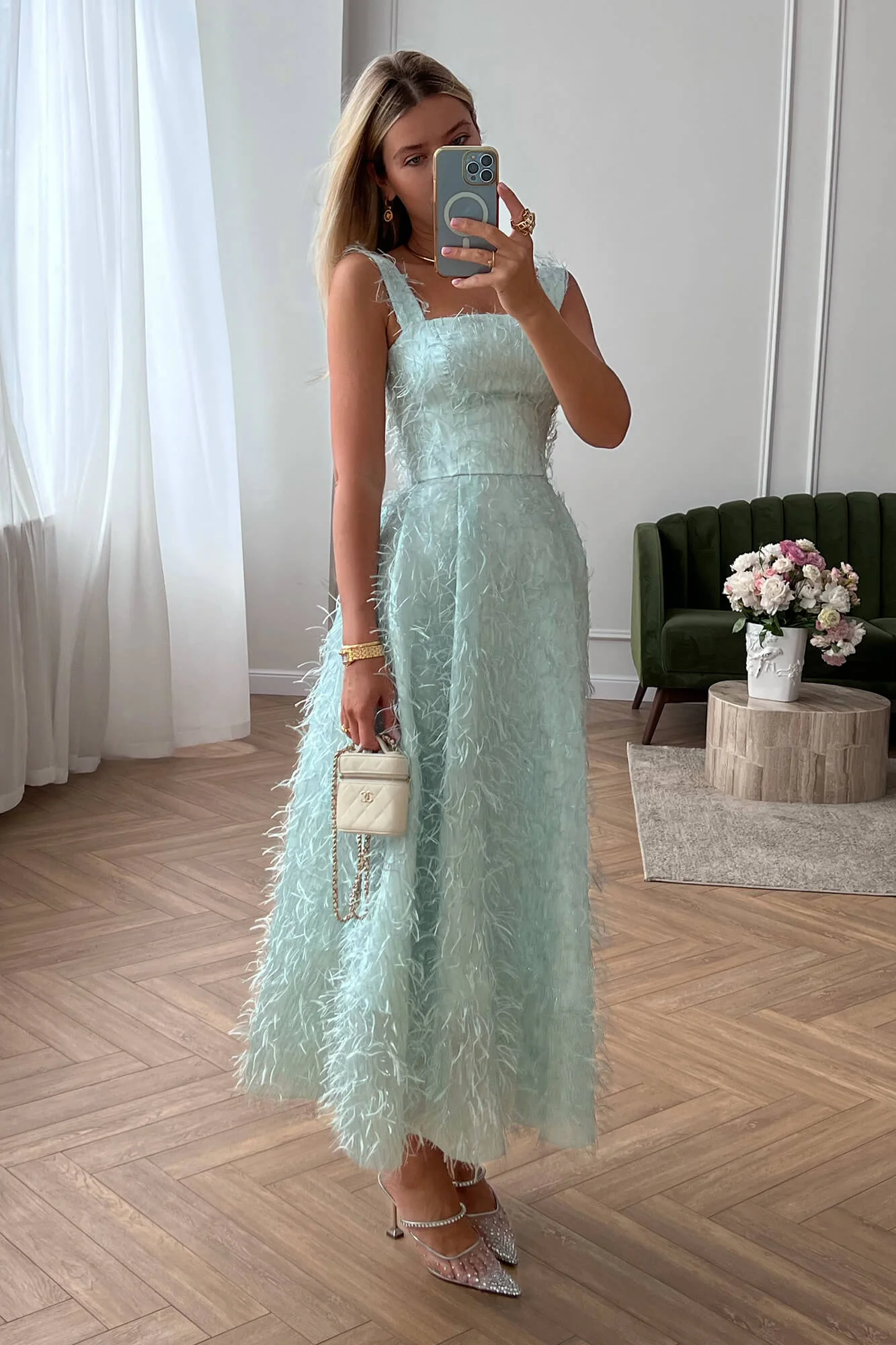 Pleated Corset Midi Dress