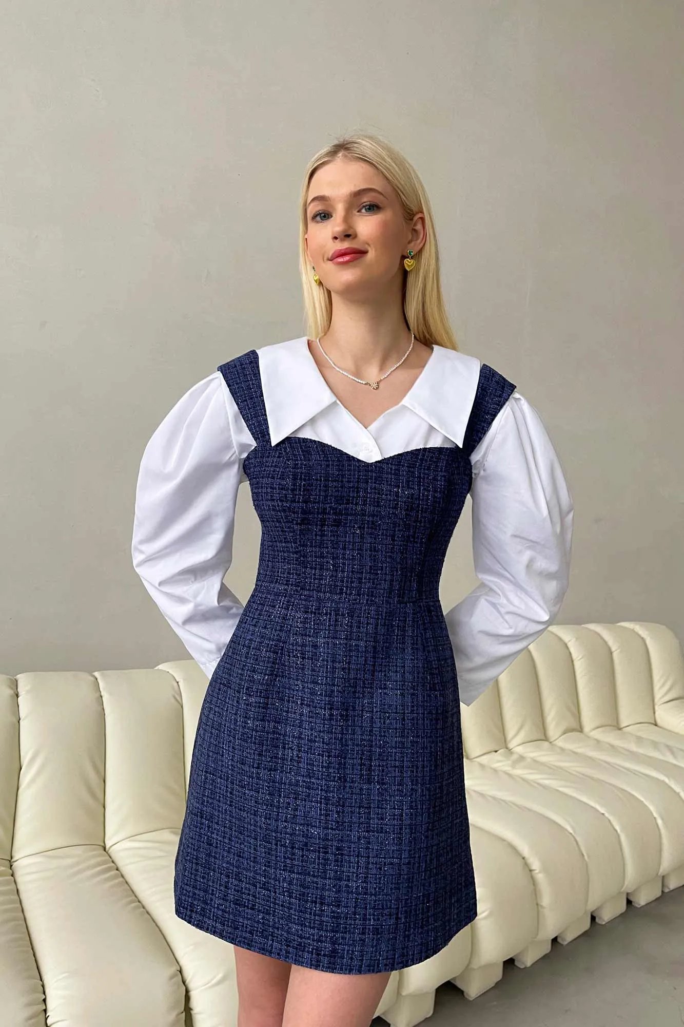 Tweed Strap Mini Dress