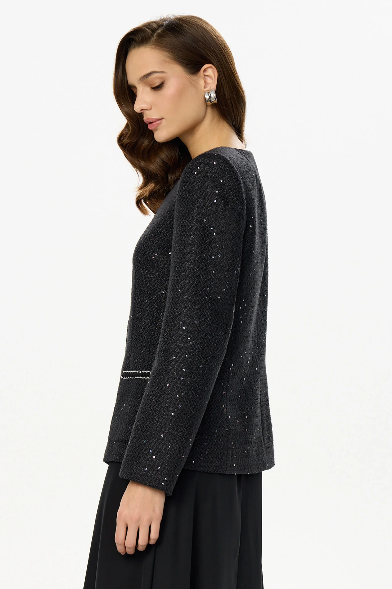 Single-Breasted Collarless Jacket