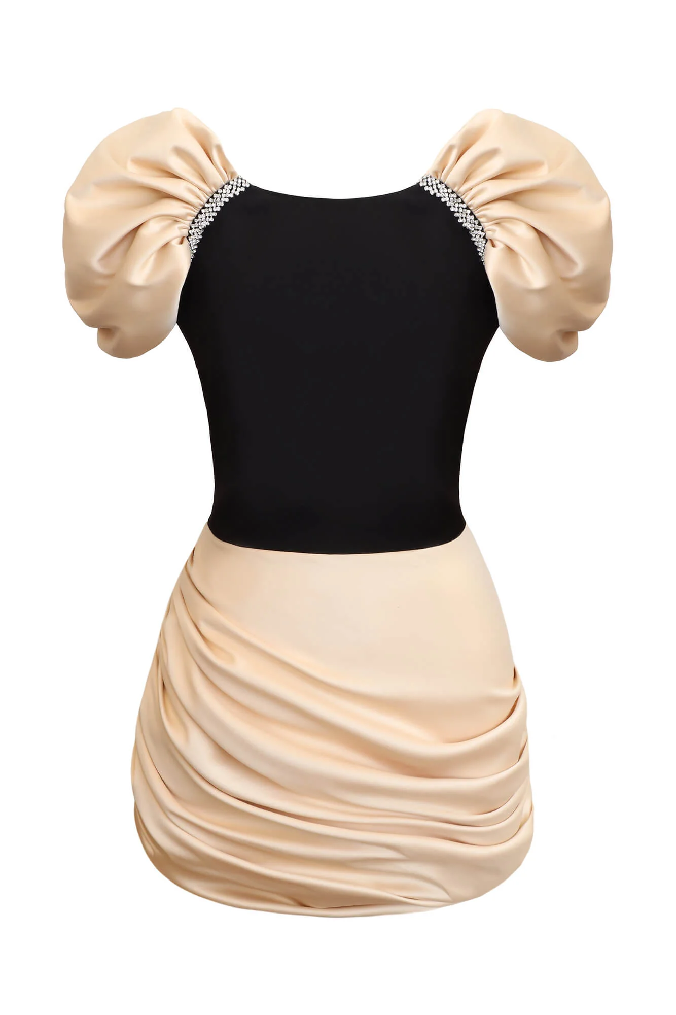 Draped Skirt Mini Dress with Sleeves