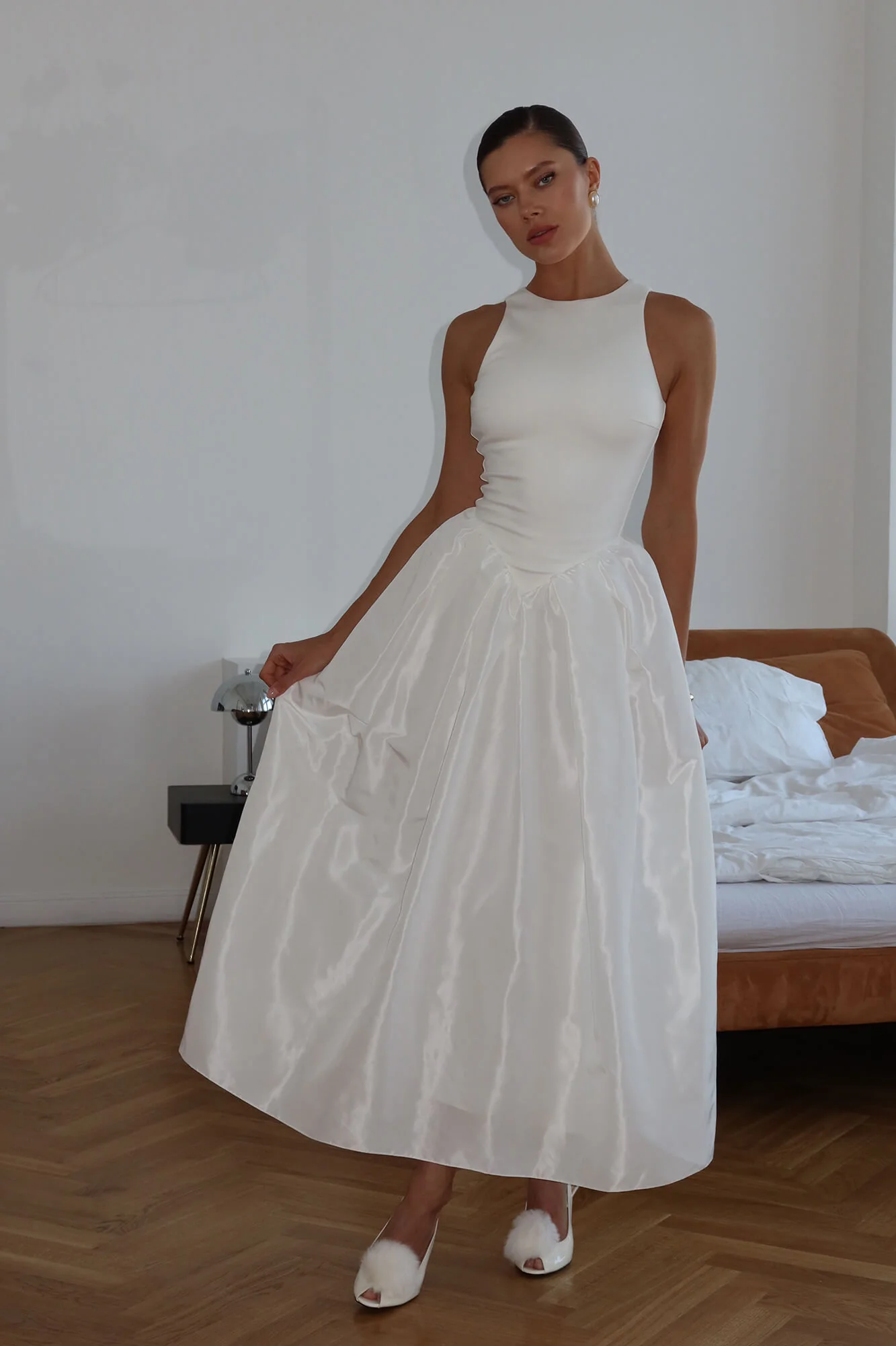 Midi Dress With Puffy Skirt