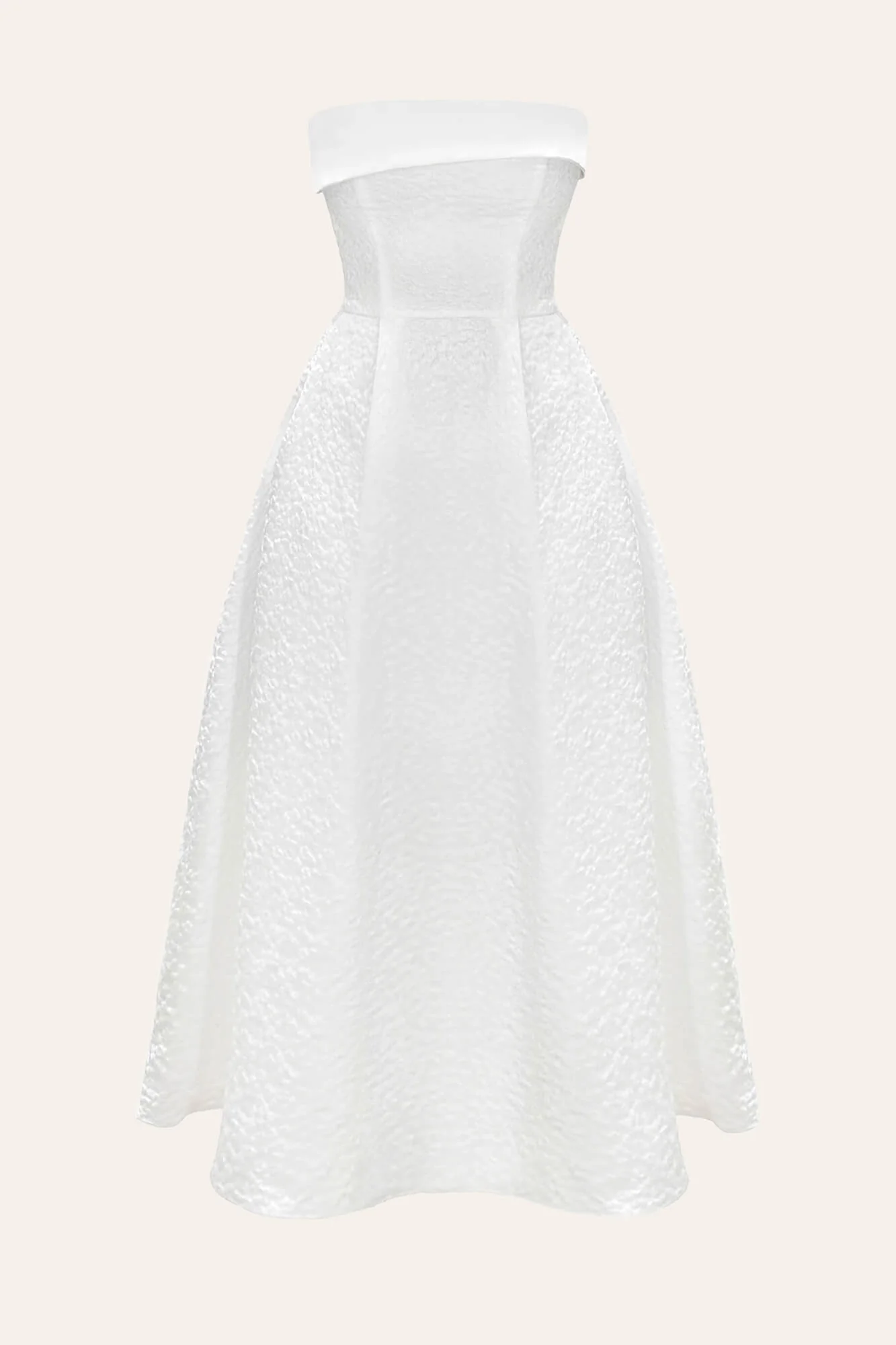 Jacquard Midi Dress with Satin Turn-up