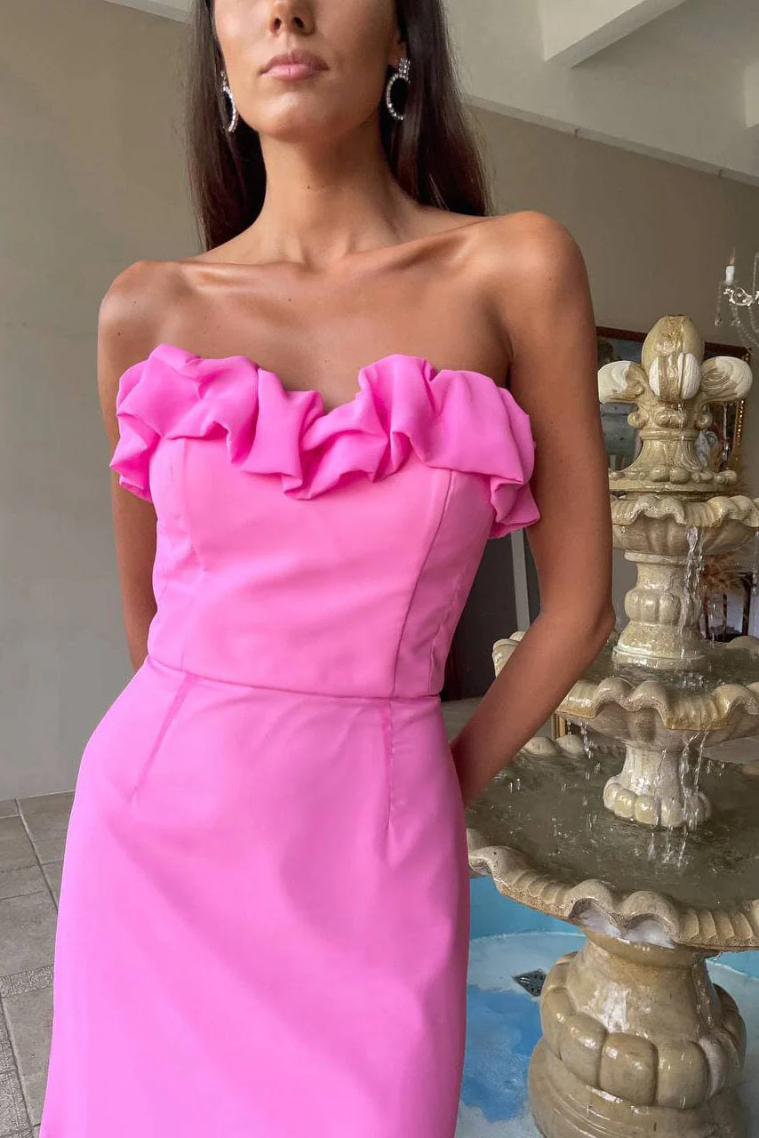 Chiffon Flounce Top Bustier Dress