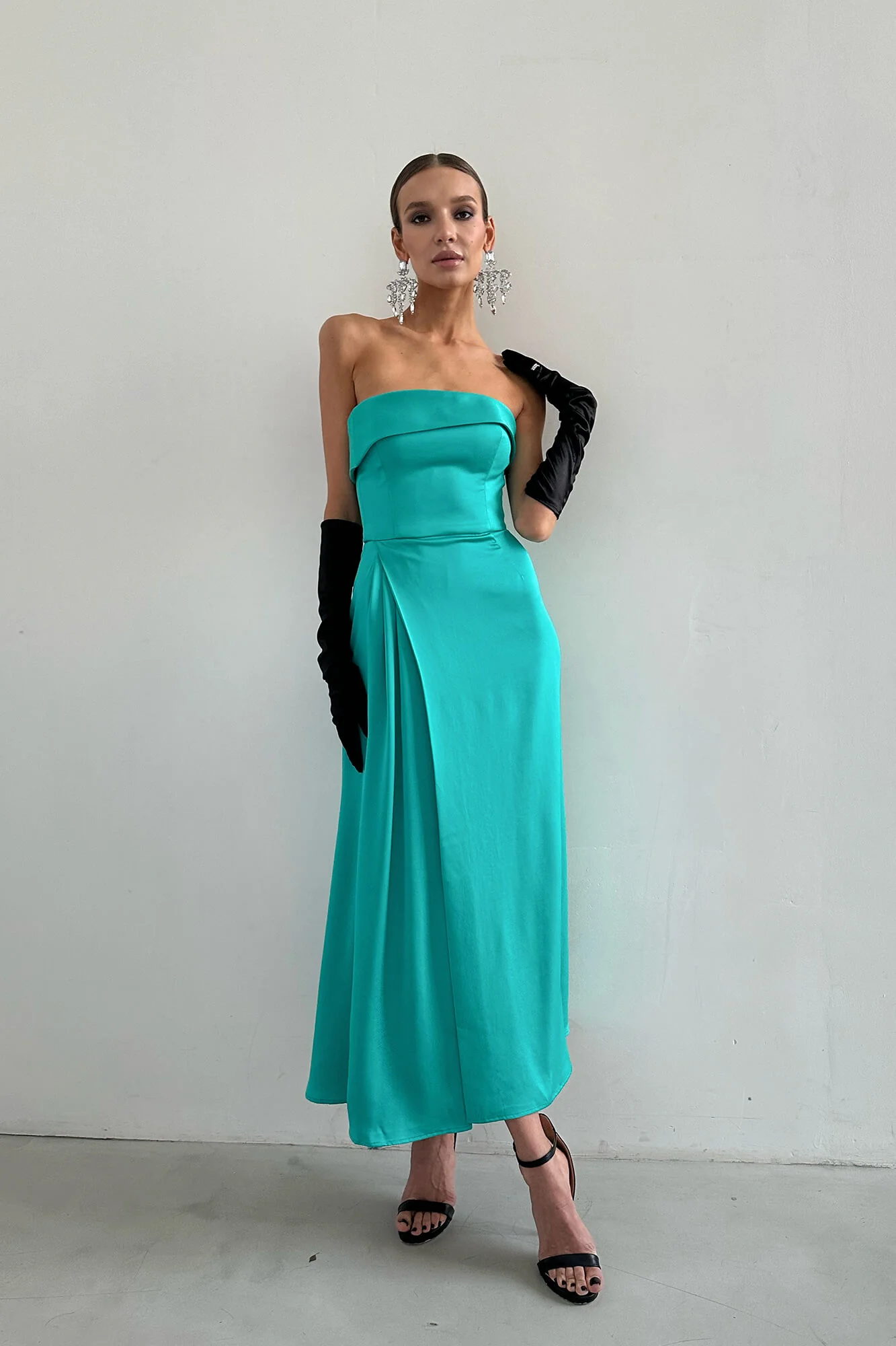 Wrap Midi Dress with Turn-up