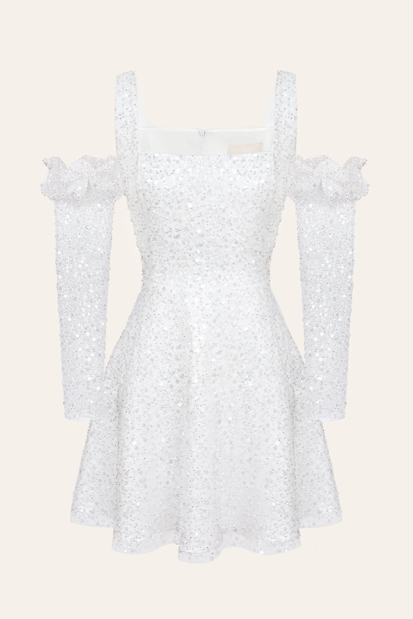 Square Neck Mini Dress with Gloves