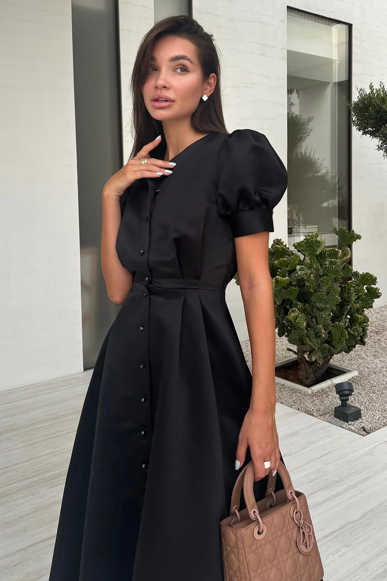 Button Front Midi Dress