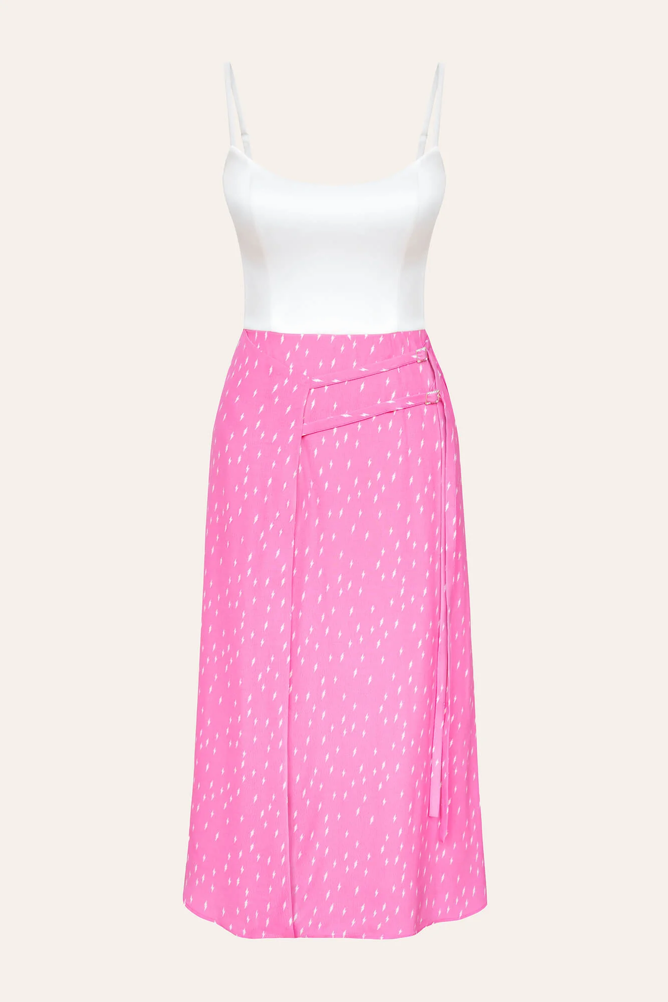 Satin Bodice Decorated Straps Dress