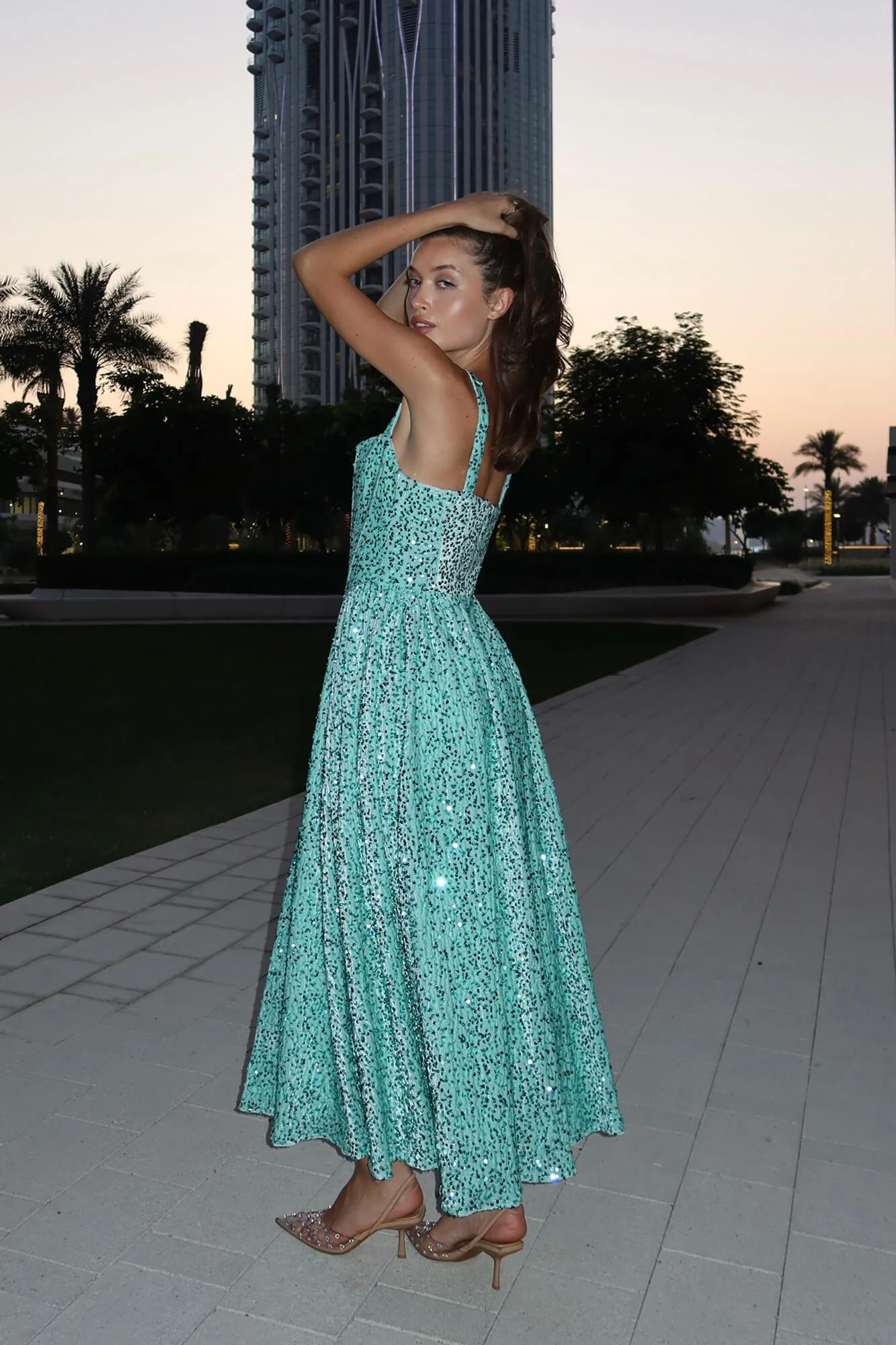 Tuck Corset Top Midi Dress