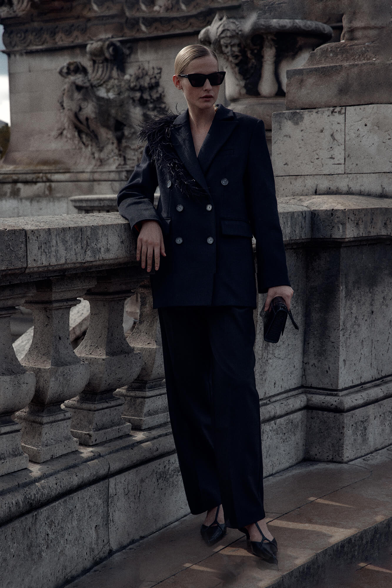 Short Coat with removable Feather Detail