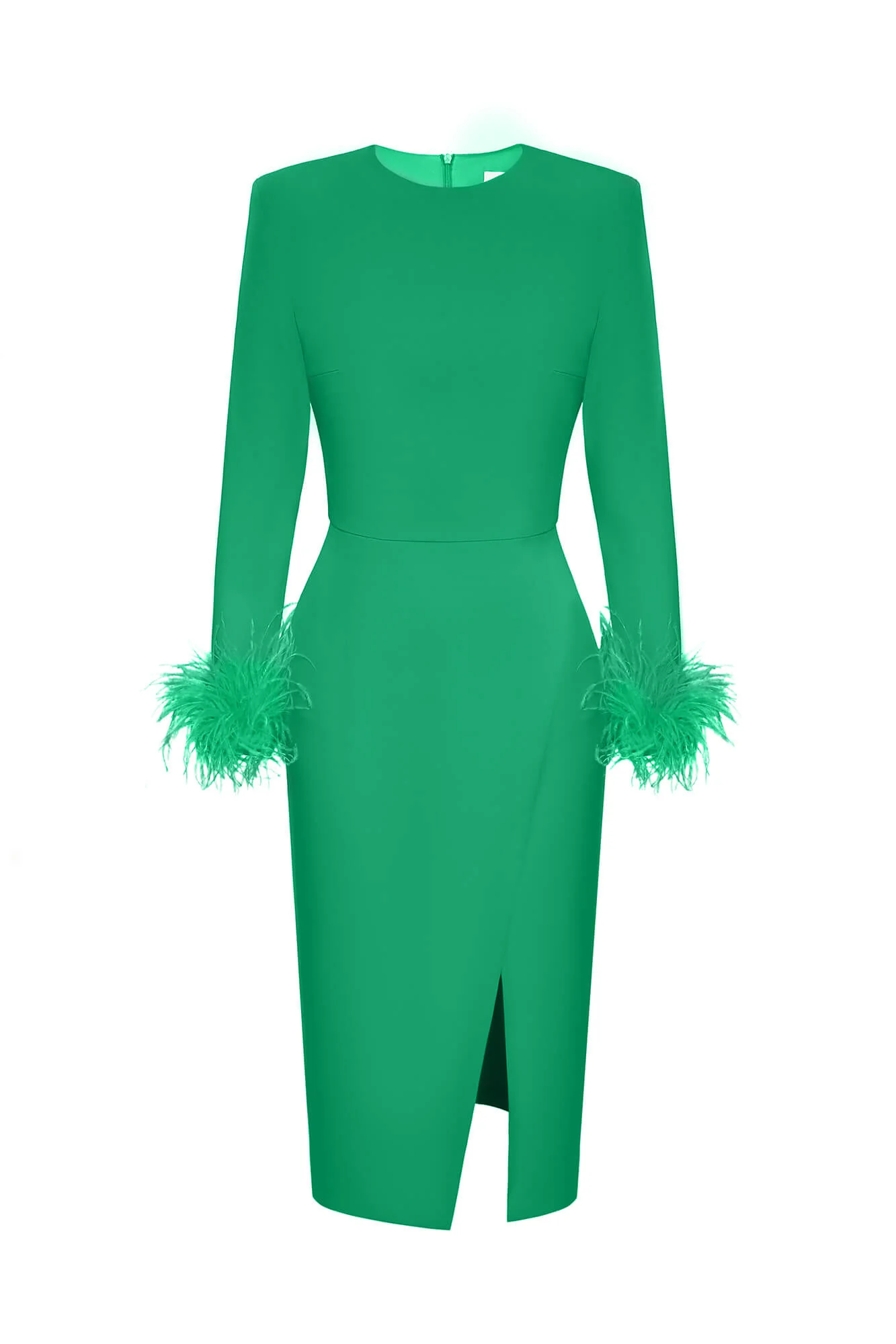 Wrap Feather Sleeve Midi Dress