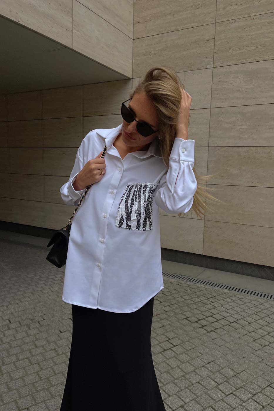 Sequin Pocket Cotton Shirt