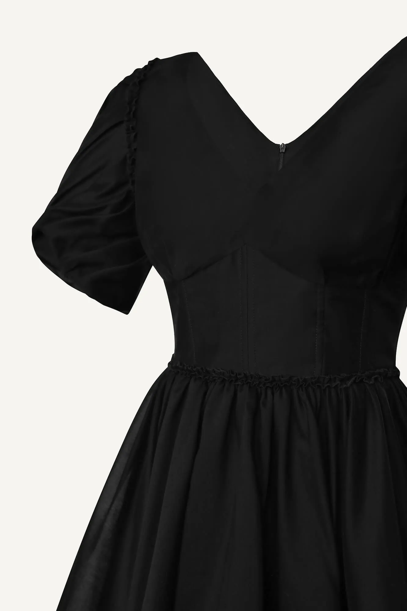 Pleated Sleeve Full Skirt Mini Dress