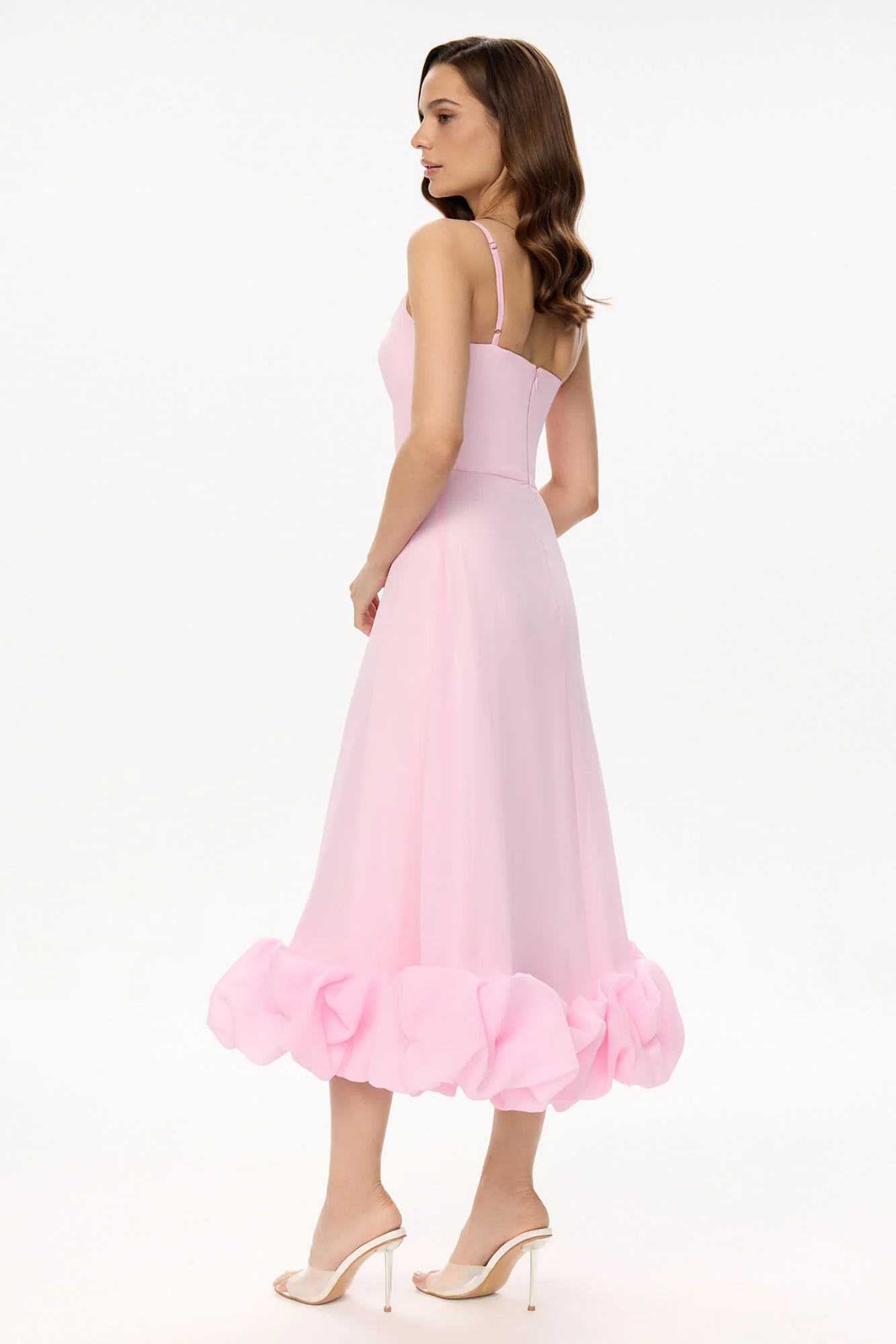 Flounce Bustier Midi Dress