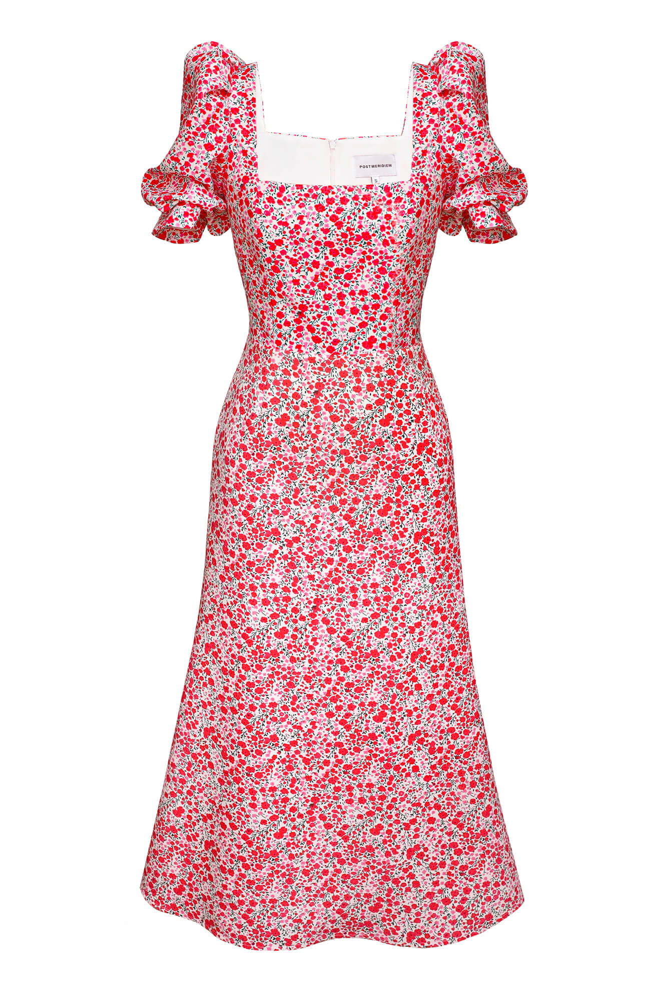Godet Silhouette Square Neck Midi Dress