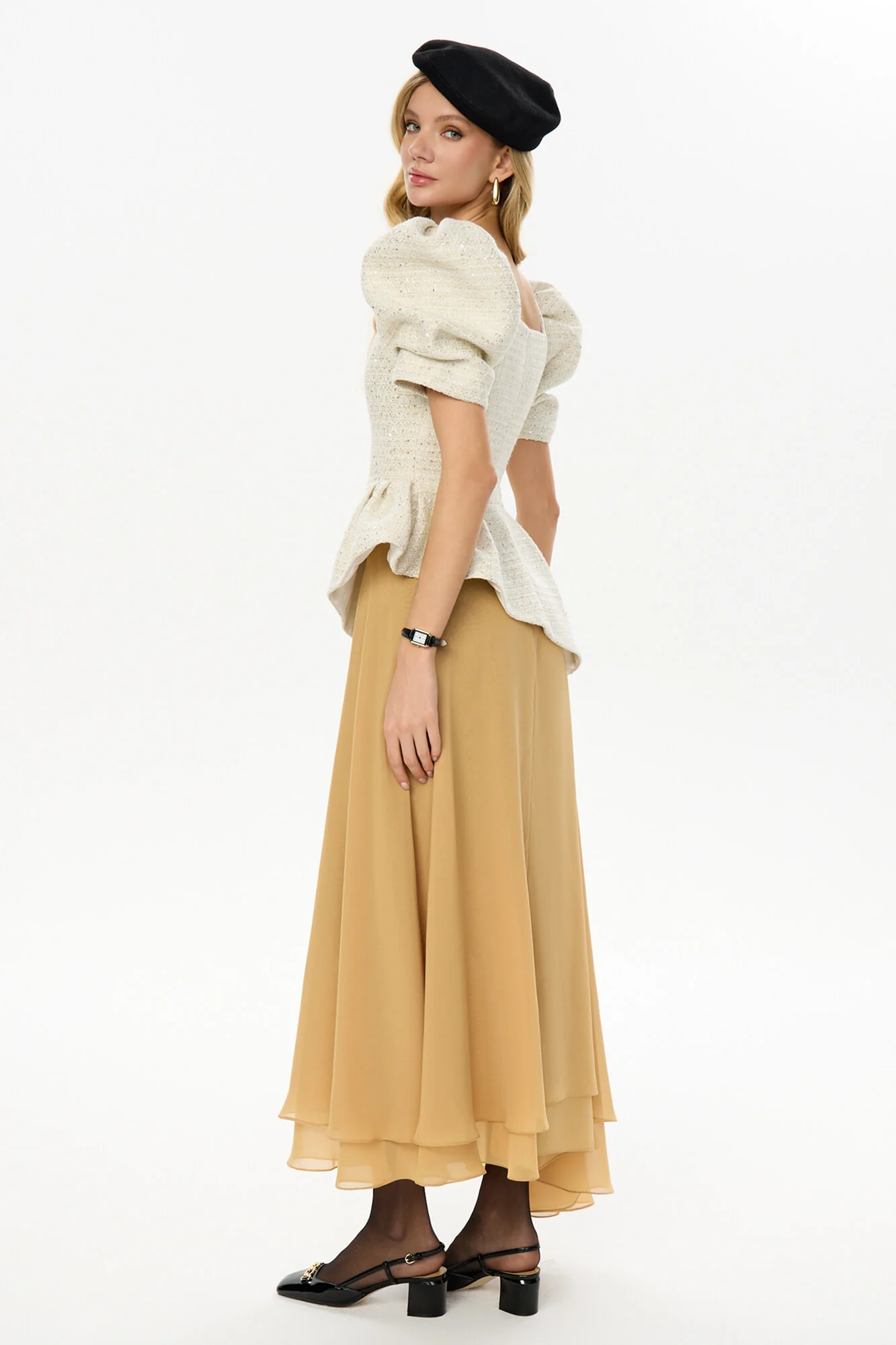 Asymmetrical Chiffon Midi Skirt