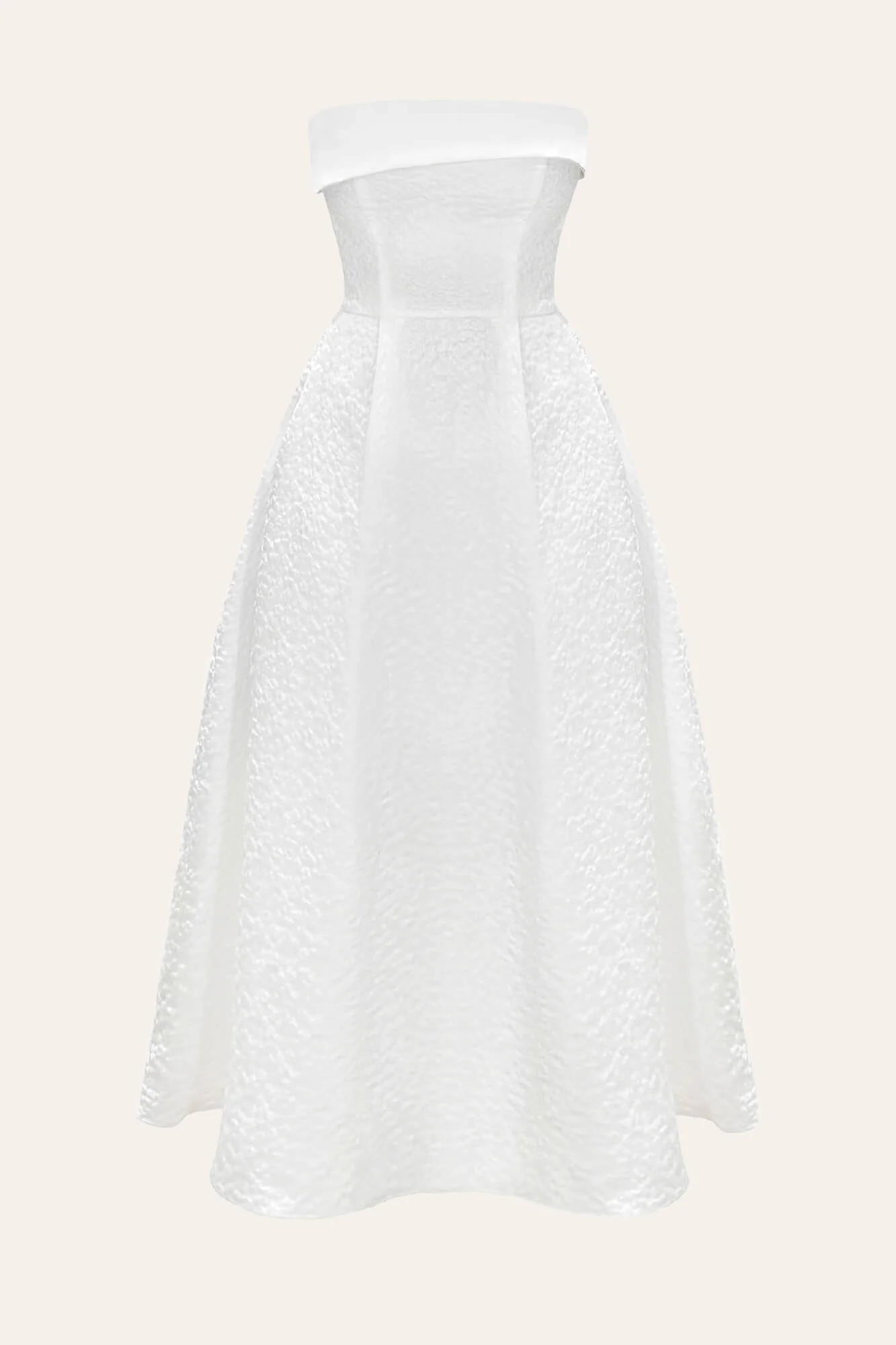 Jacquard Midi Dress with Satin Turn-up